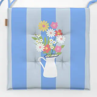 Sitzkissen Strauß in Milchkanne Streifen