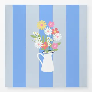 Tischdecke Strauß in Milchkanne Streifen