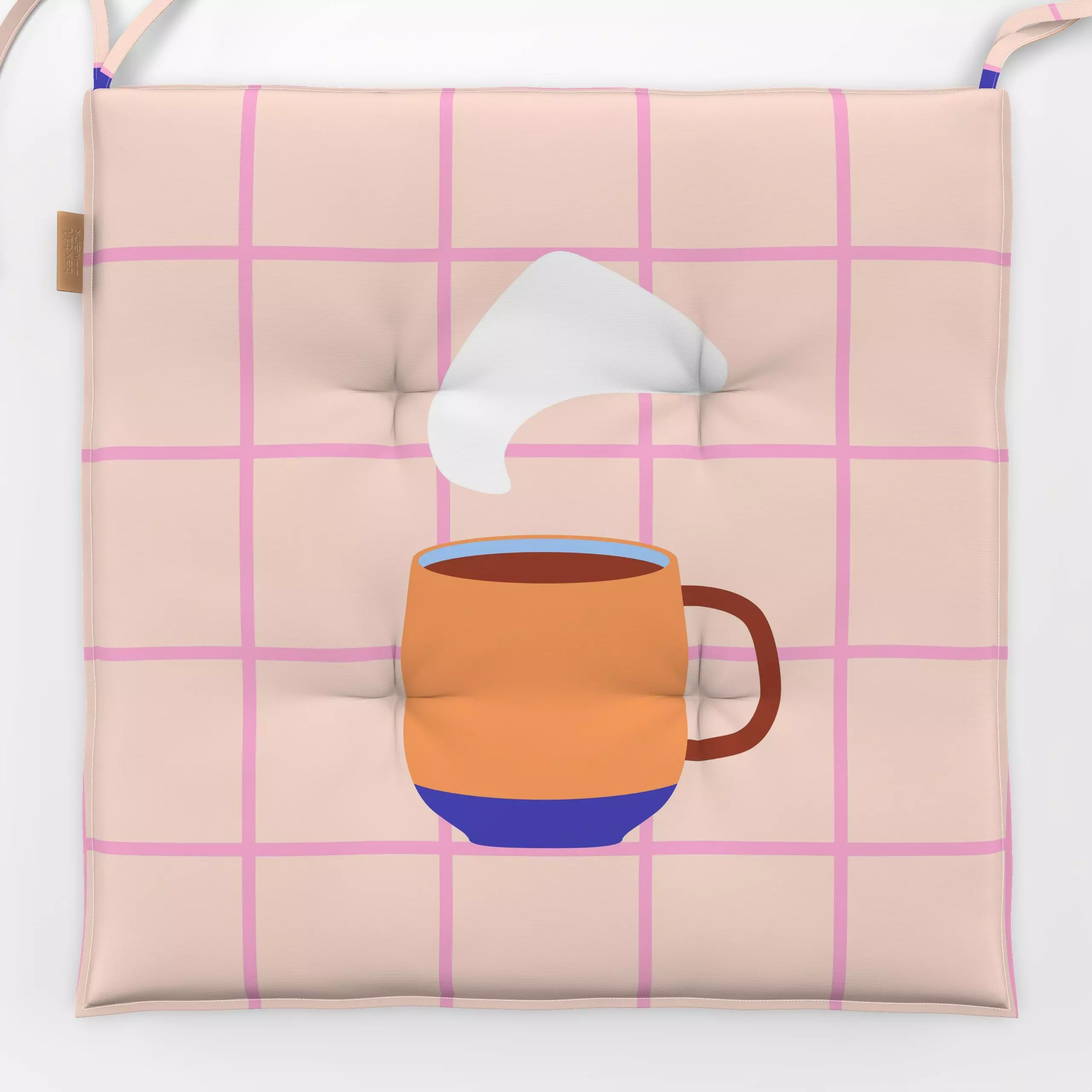 Sitzkissen Cutie Cup Orange - Herbst, Sprüche & Schriftzüge, Küche, Essen & Trinken - von „Jana Moßmann"; Teetasse, Tasse, K...