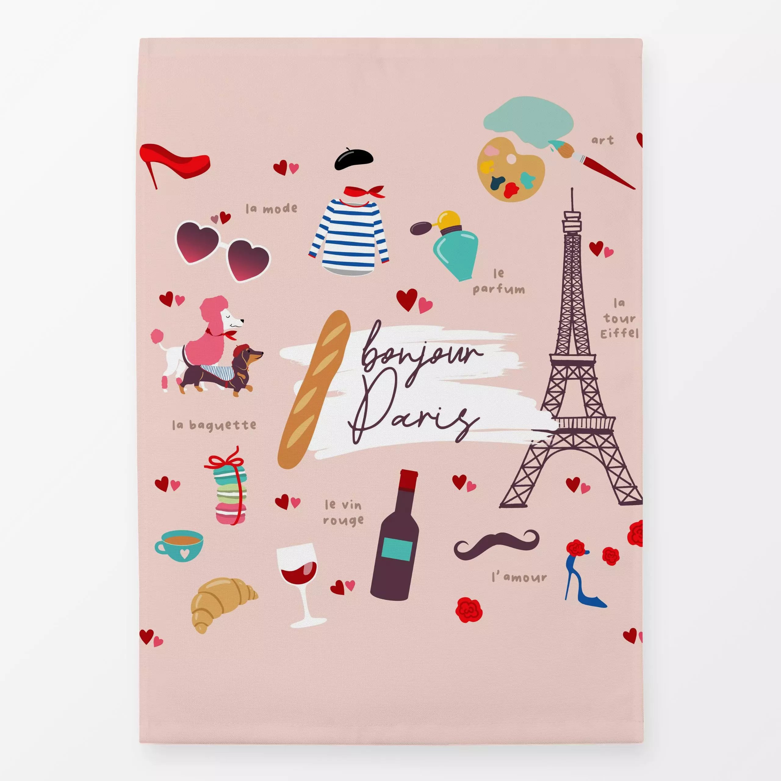 Geschirrtücher Bonjour Paris Collage Puderton - Liebe, Romantik & Pride, Städte & Länder, Anlässe, Ostern - von „Heyduda"; I...