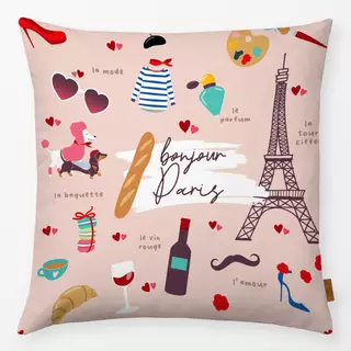 Kissen Bonjour Paris Collage Puderton