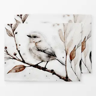 Tischset Vogel auf Ast im Herbst