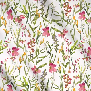 Meterware Rosa Blumen Wiese