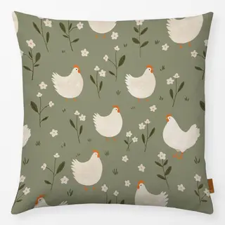 Kissen Hühner Wiese Frühling