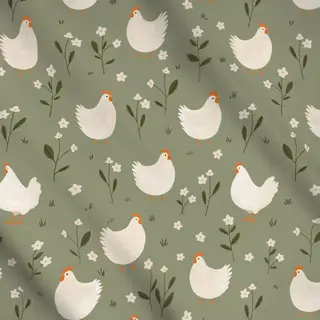 Meterware Hühner Wiese Frühling