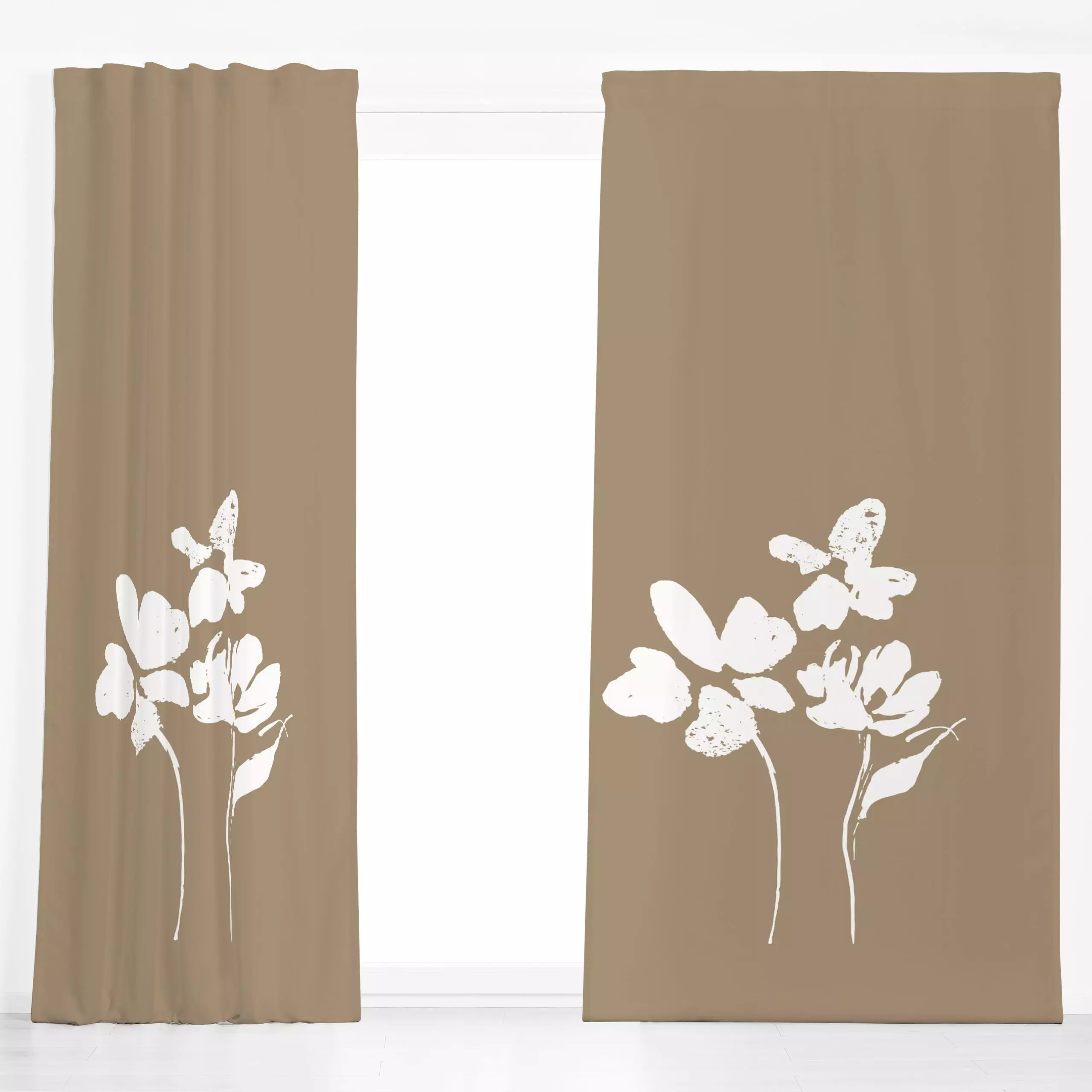 Dekovorhang Kreideblumen Strauß Terra - Symbole & Muster, Pflanzen & Botanik, Retro & Vintage - von „Uta Naumann"; boho, min...