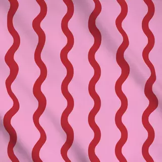 Meterware Wellenlinien rot-pink