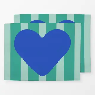 Tischset Heart & Stripes green