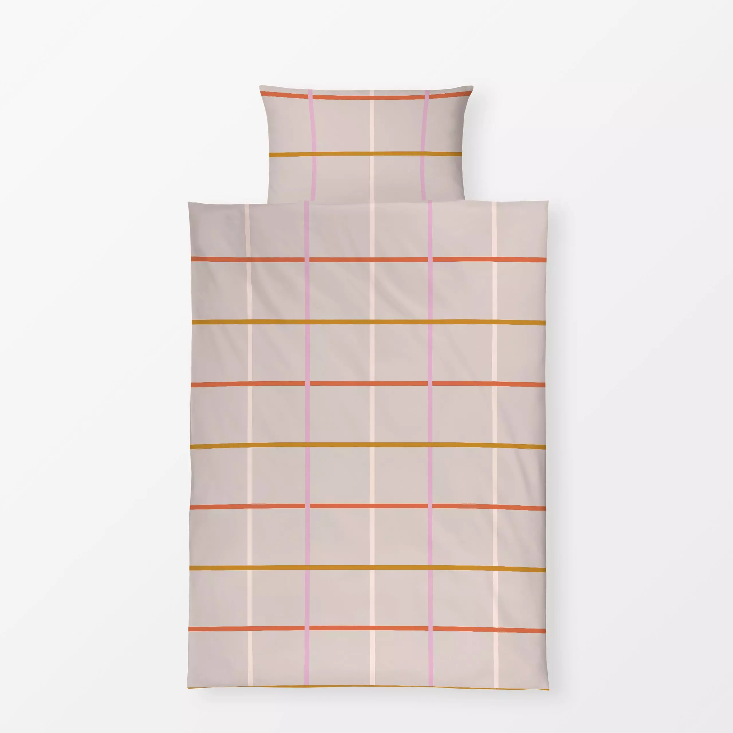 Bettwäsche Checkered Pattern Pink Red - Symbole & Muster - von „Mareike Böhmer"; minimal, linie, Linien, rosa, Protea, Orang...