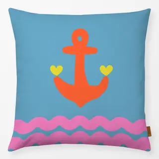 Kissen Anker Wellen Herzen Blau
