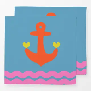 Servietten Anker Wellen Herzen Blau
