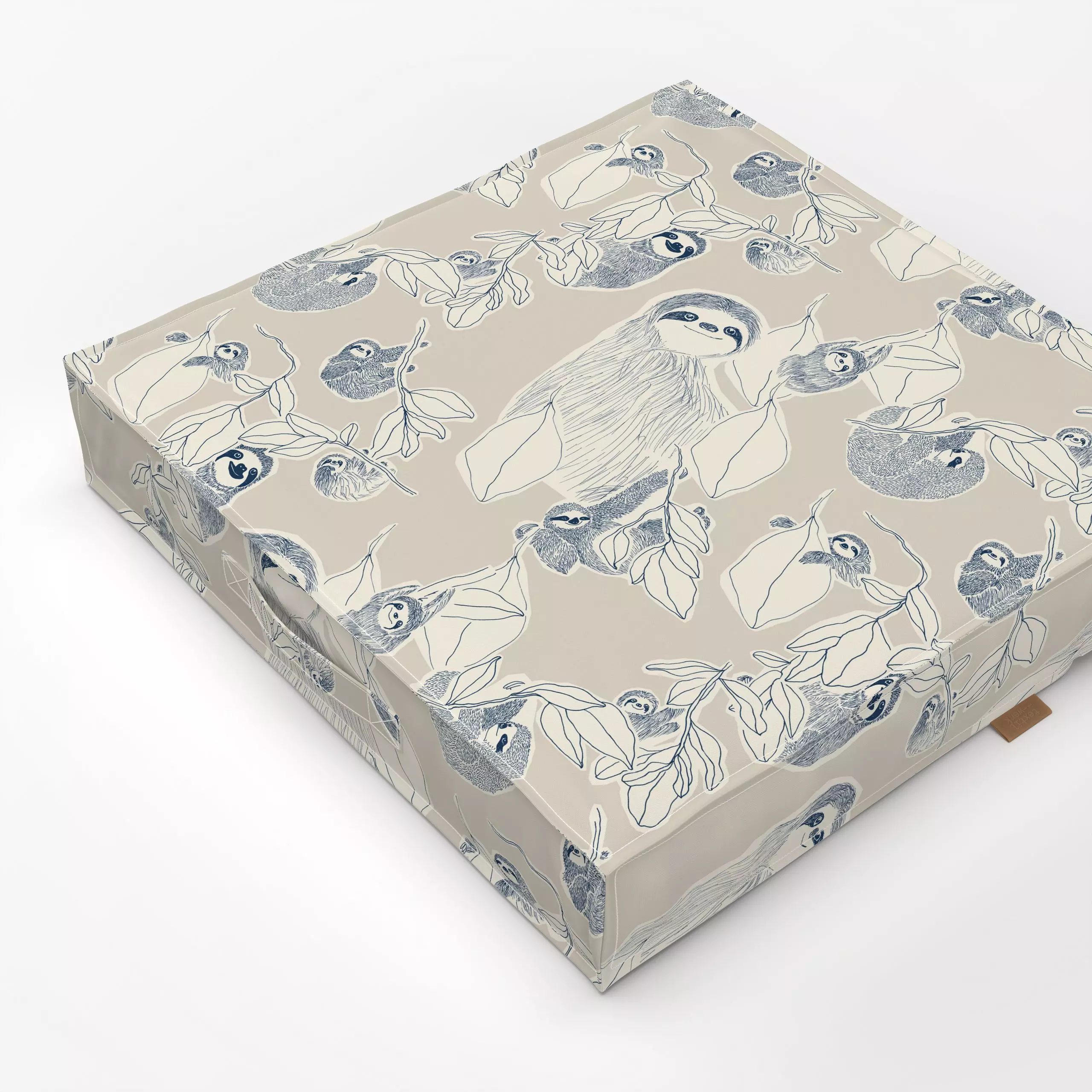 Bodenkissen Lazy Sloths beige - Kinderzimmer & Motive für Kinder, Tiere - von „Julia Schumacher"; minimal, Blätter, Faultier...