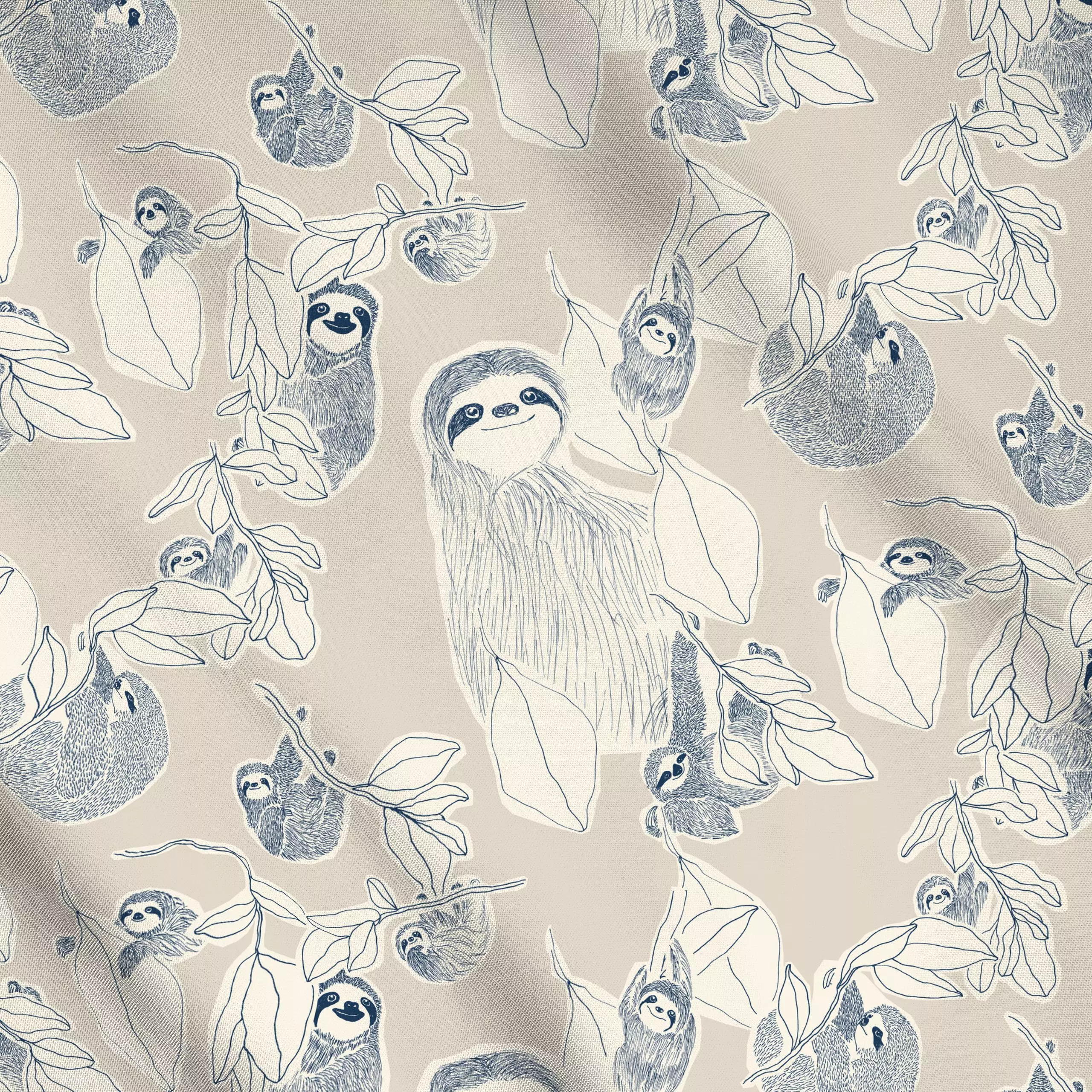 Meterware Lazy Sloths beige, Tiere, fürs Kinderzimmer, von Julia Schumacher