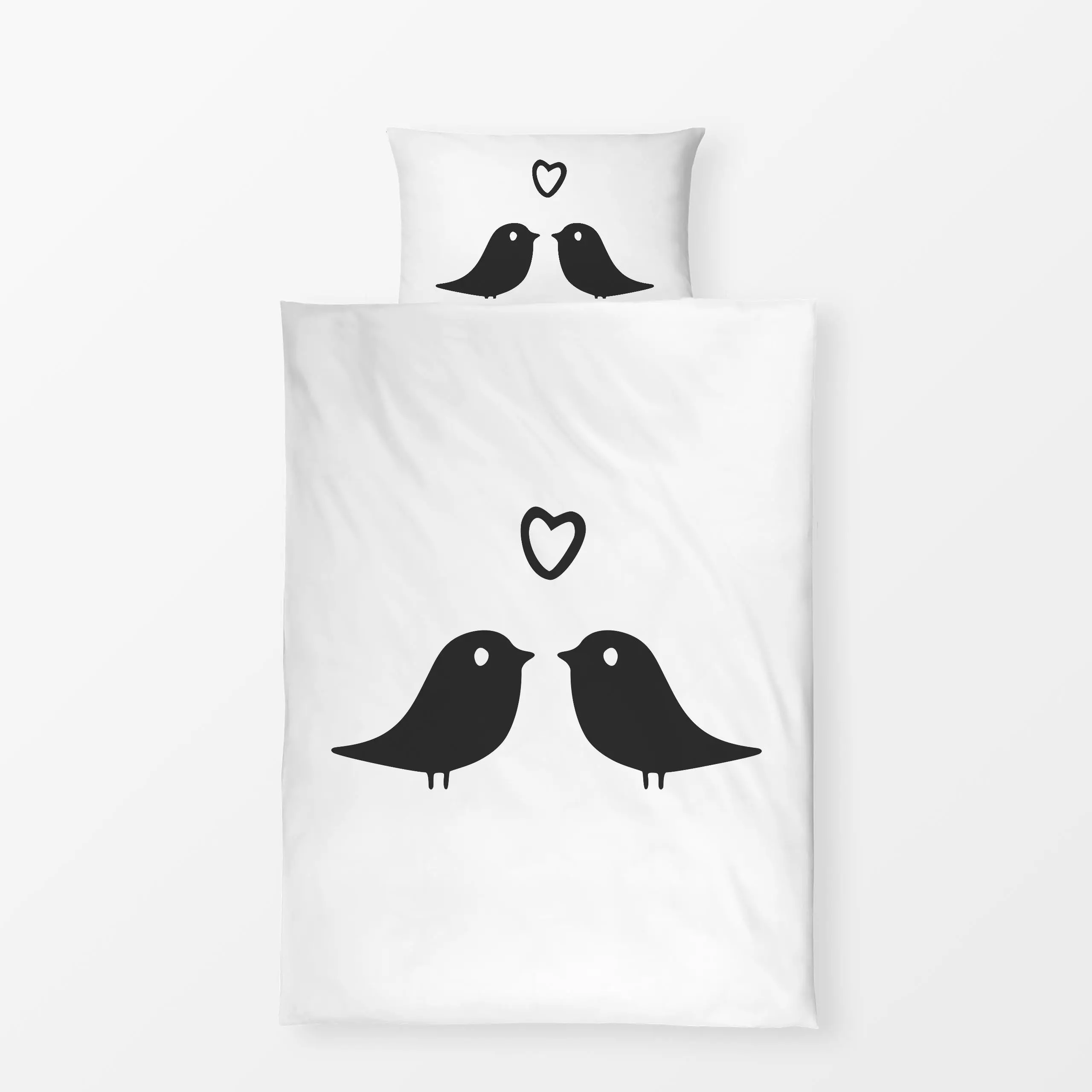 Bettwäsche Vogel Liebe - Frühling, Liebe, Romantik & Pride, Tiere - von „Carolin Vonhoff"; minimal, Vogel, Tiere, Hochzeit, ...