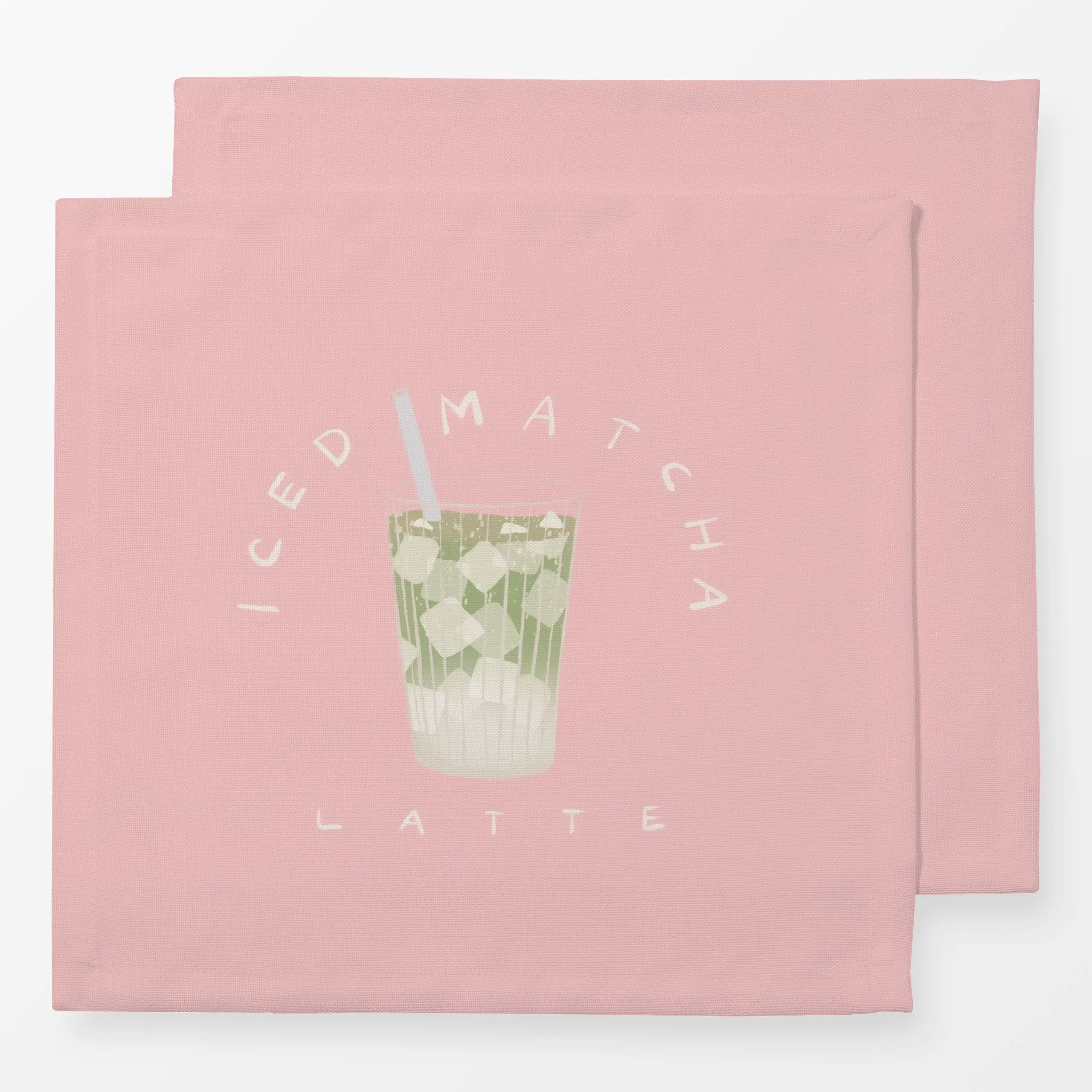 Servietten Iced Matcha Latte Pink - Küche, Essen & Trinken - von „Sophie Augustin Illustration"; Tee, tea, teatime, Matcha, ...