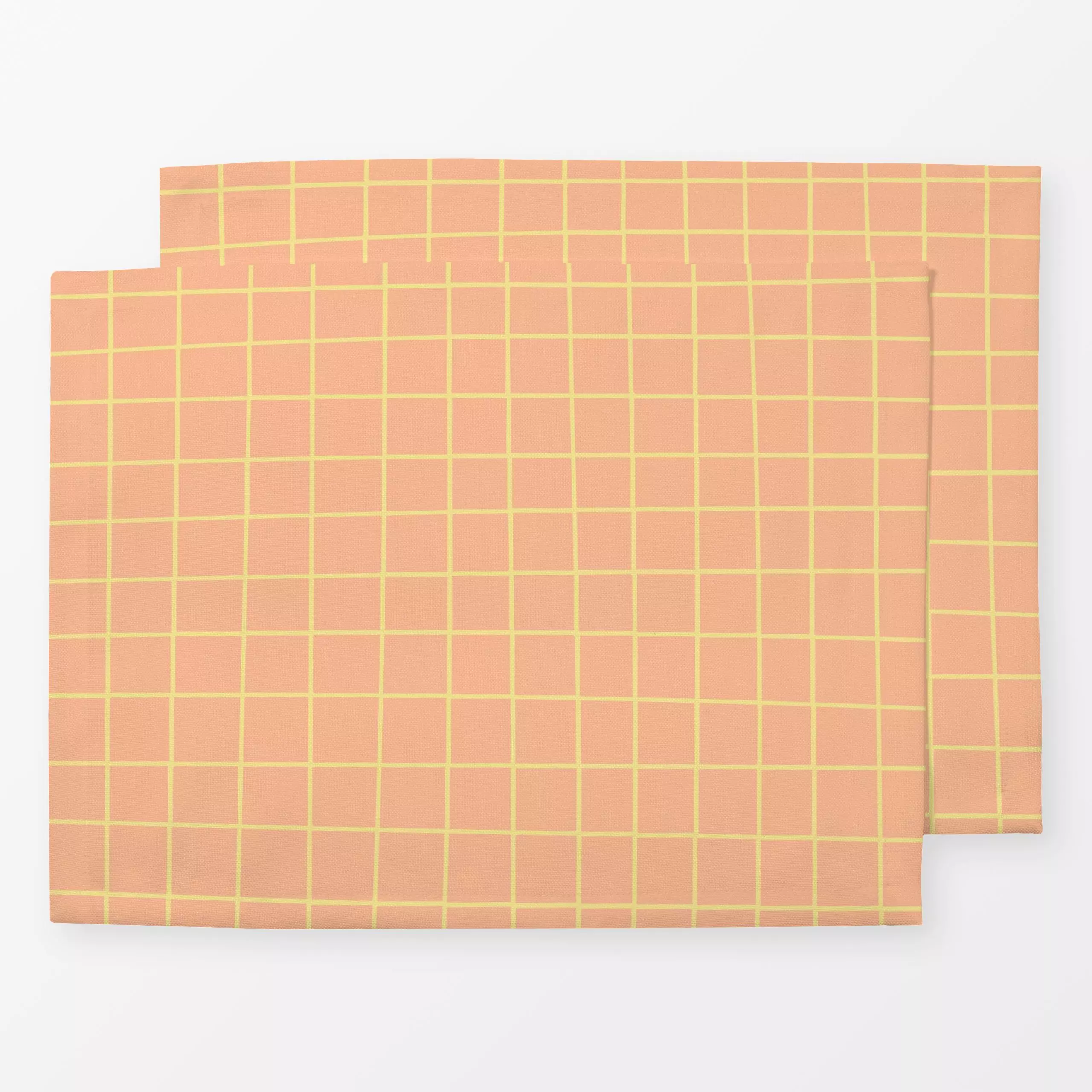 Tischset Hand Drawn Grid Orange Gelb - Sommer, Symbole & Muster - von „textilwerk"; Sommer, blau, grid, summer, minimalistis...