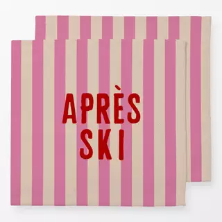 Servietten Apres Ski Rot Pinke Streifen