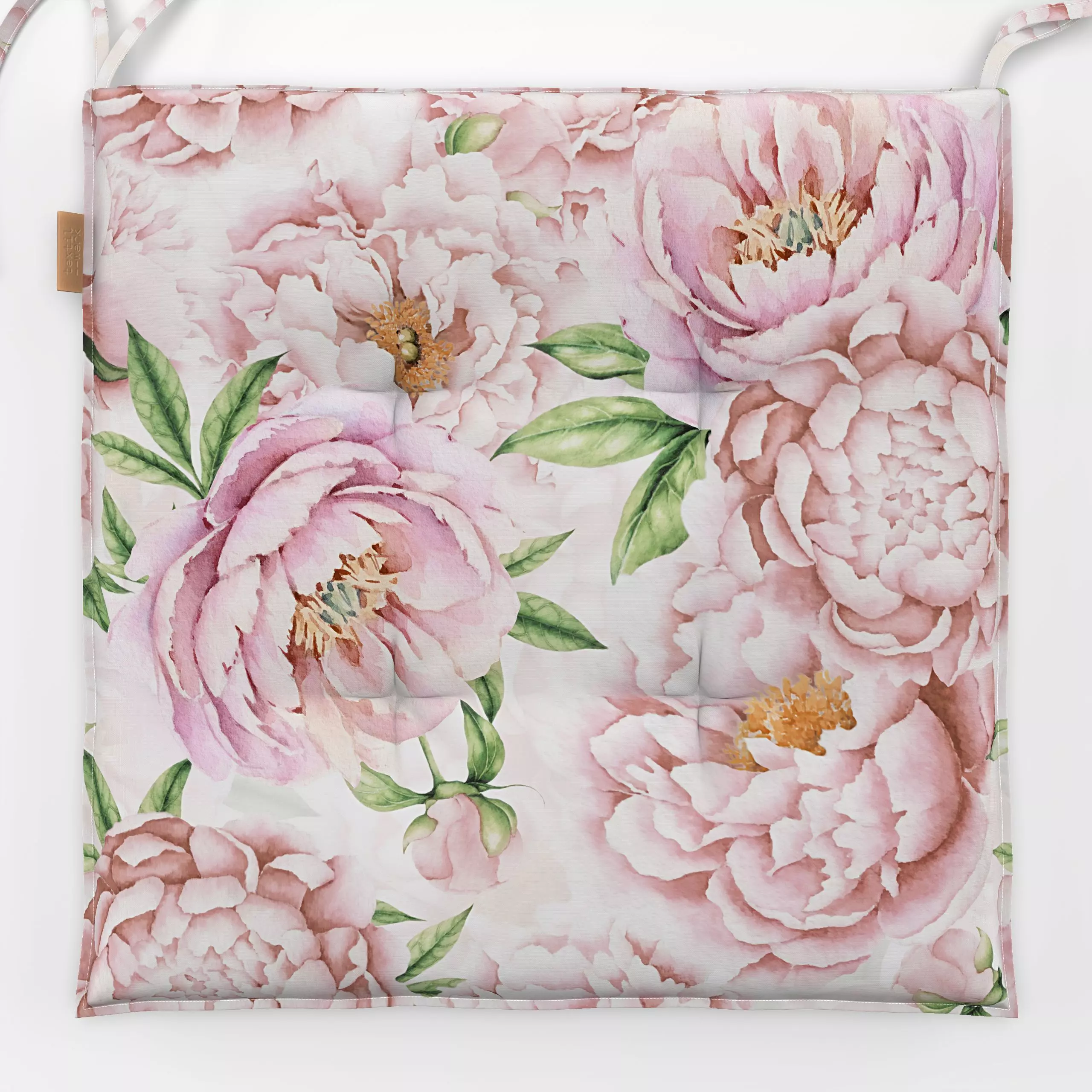 Sitzkissen Hellrosa Pfingstrosen - Blumen & Florales, Frühling - von „Uta Naumann"; boho, Wasserfarben, Natur, Blumen, Blüte...