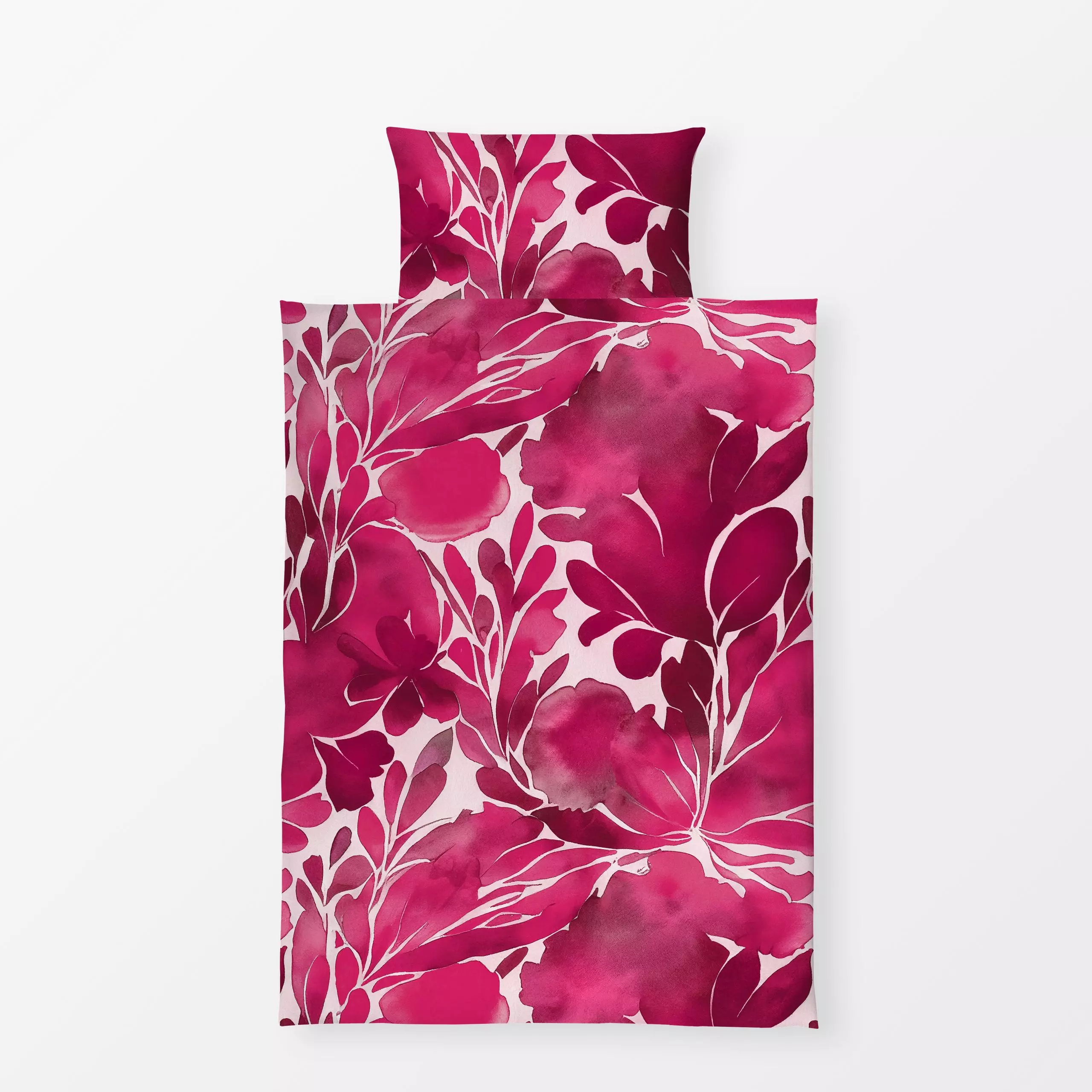 Bettwäsche Watercolor Flowers Coral red - Blumen & Florales - von „Andrea Haase"; Aquarell, abstrakt, modern, floral, pink, ...