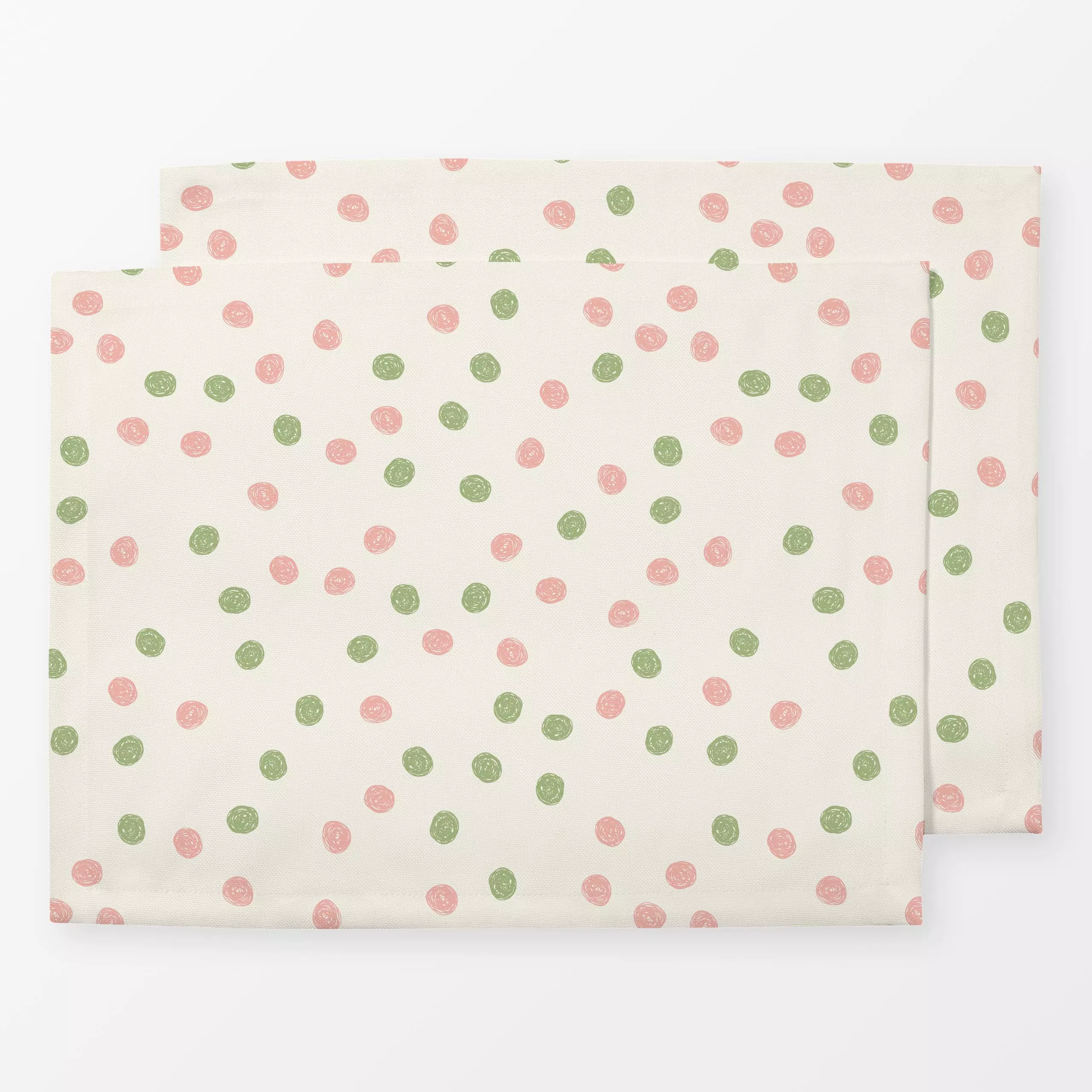 Tischset Punkte beige grün rosa - Frühling, Symbole & Muster, Anlässe, Ostern - von „Kathrin Woo"; Kinder, Punkte, verspielt...
