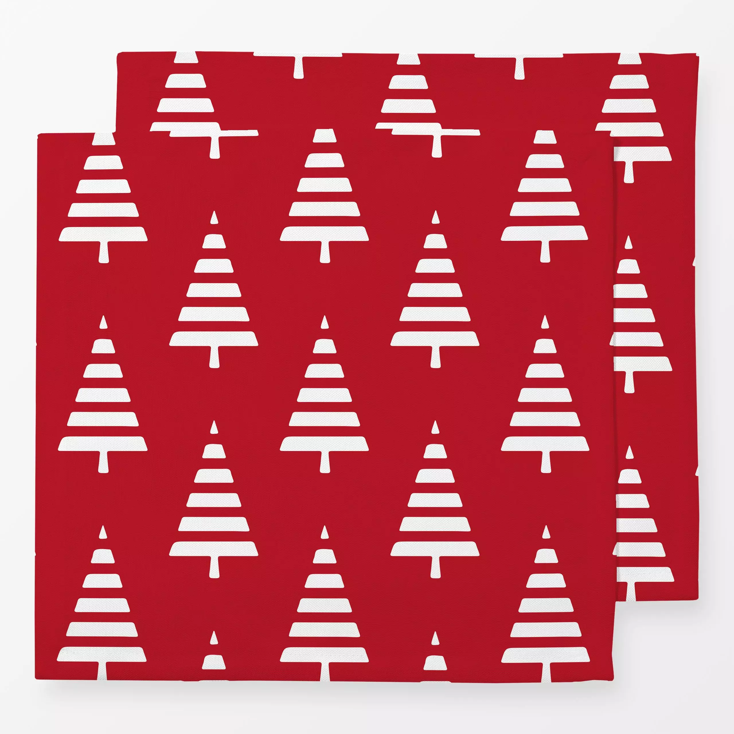 Servietten Nordic Noel Rot Weiß - Weihnachten - von „Andrea Haase“; skandinavisch, Bäume, Hygge, Minimalismus, modern, Silho...