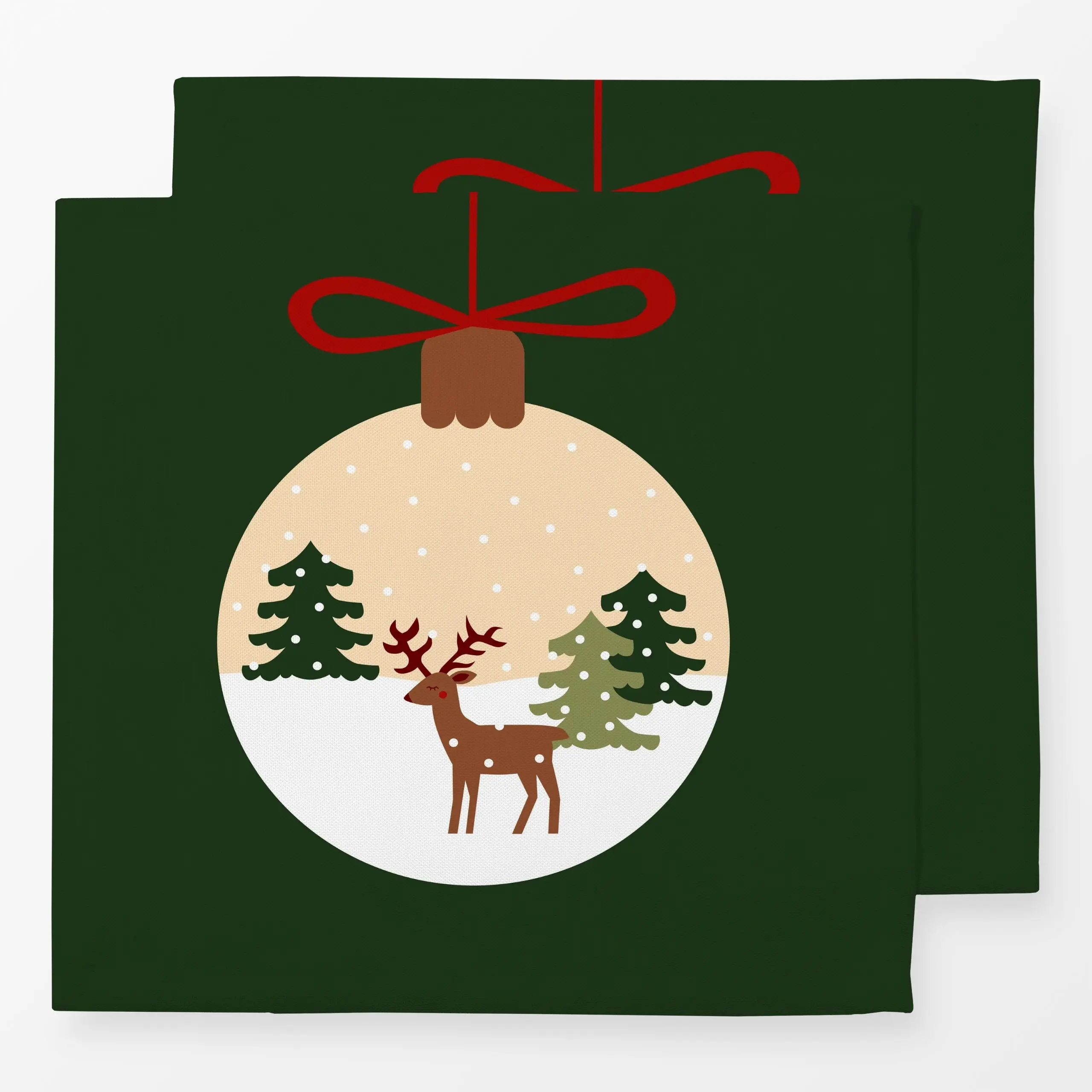 Servietten Weihnachtskugel - Weihnachten, Winter - von „Kerstin Ax"; Wald, Winter, Hirsch, Schnee, Weihnachtsdeko, Winterwal...