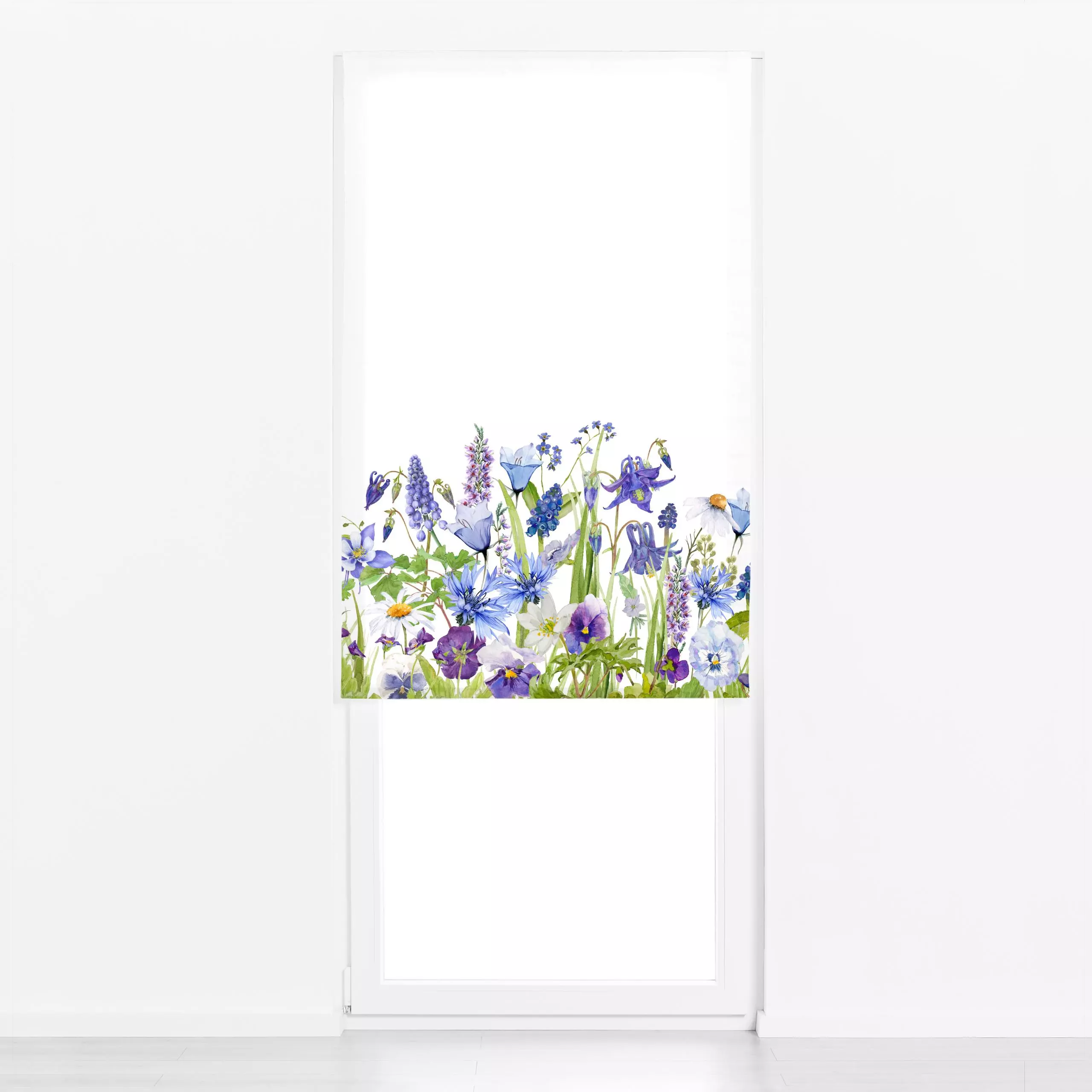 Raffrollo Skandinavische Wildblumen - Sommer, Pflanzen & Botanik - von „Uta Naumann"; Wasserfarben, Natur, skandinavisch, Bl...