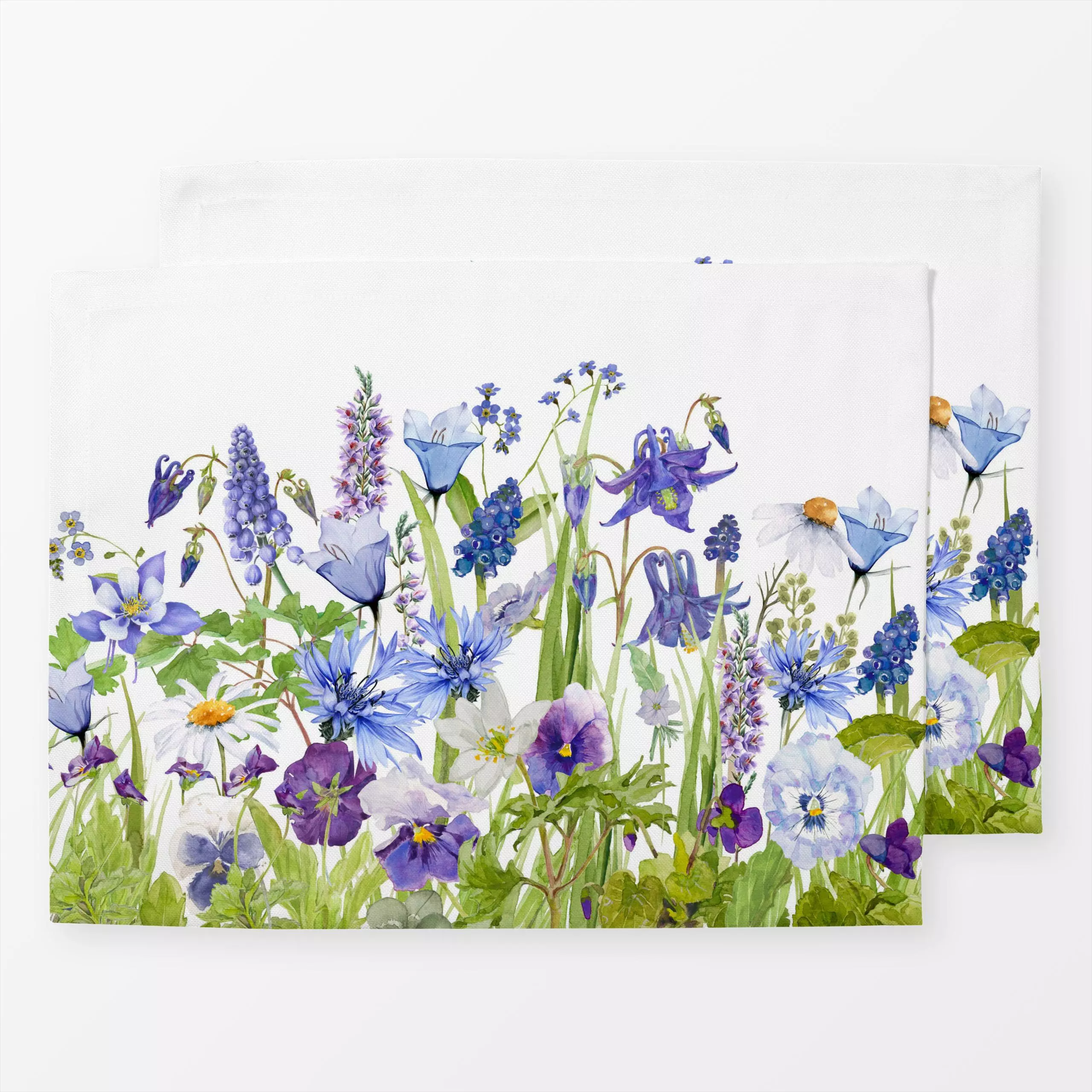 Tischset Skandinavische Wildblumen - Sommer, Pflanzen & Botanik - von „Uta Naumann"; Wasserfarben, Natur, skandinavisch, Blu...