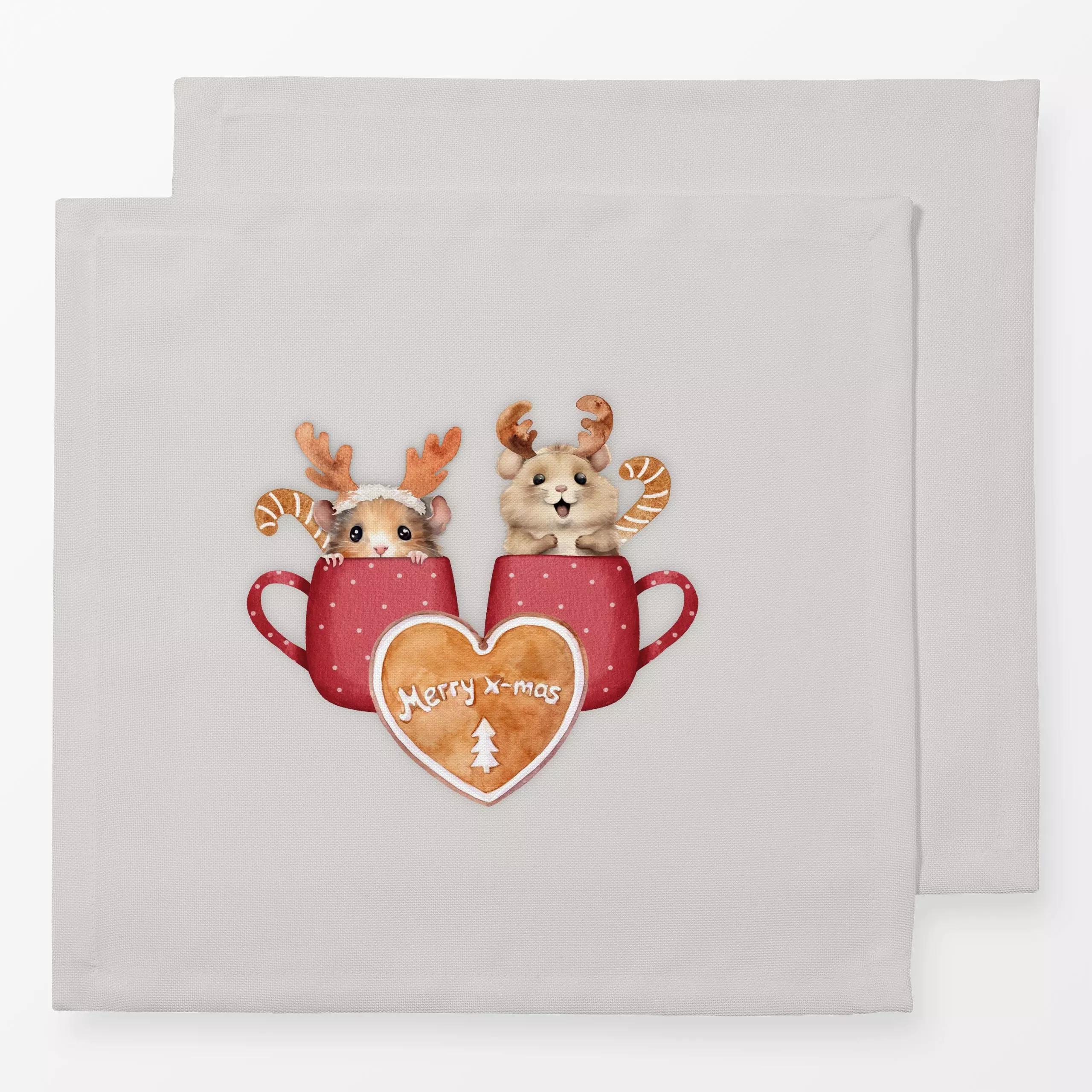 Servietten Holly Jolly Hamster Tasse - Weihnachten, Küche, Essen & Trinken - von „Monika Strigel"; Kaffee, Merry Christmas, ...