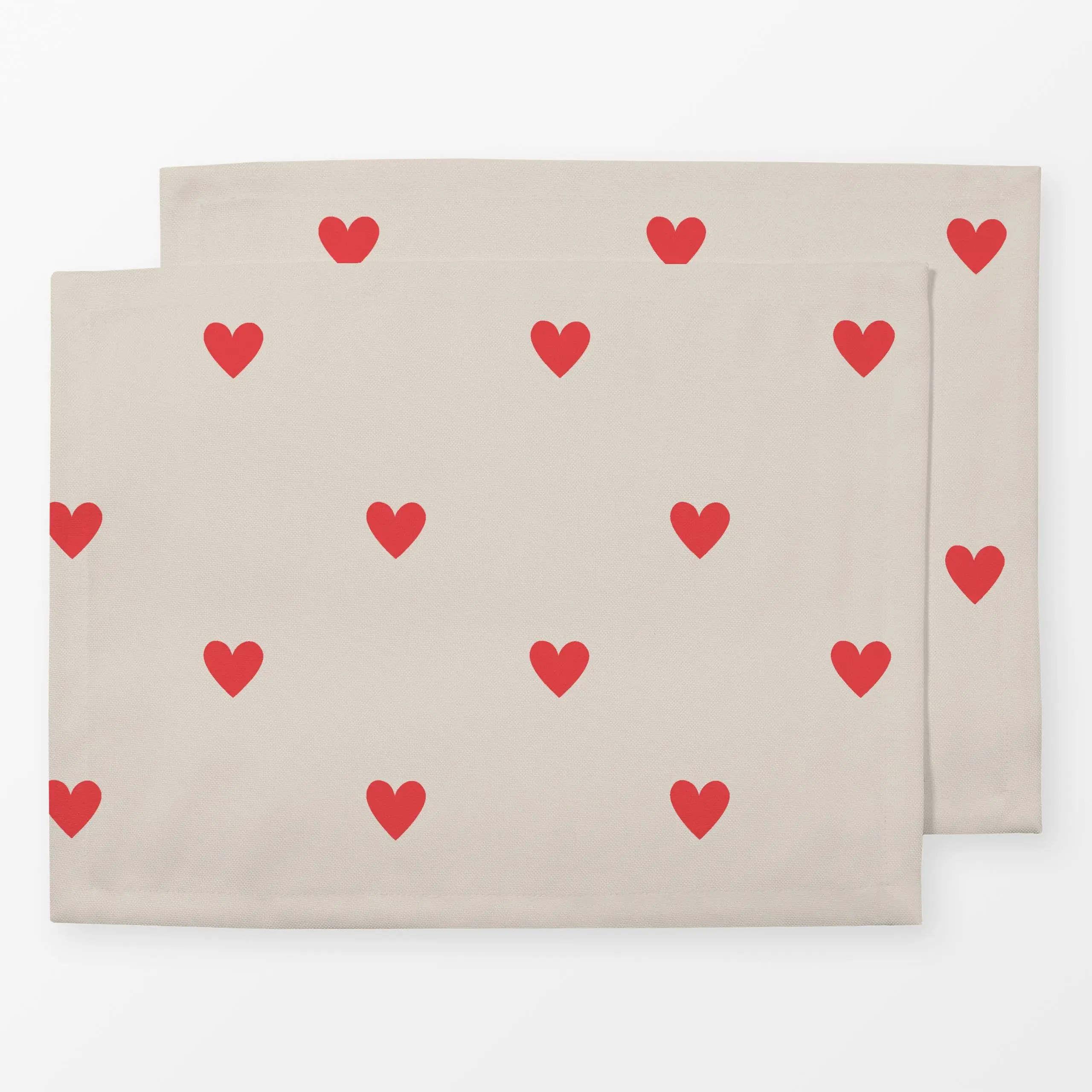 Tischset Mistletoe Hearts Red - Liebe, Romantik & Pride, Symbole & Muster - von „Studio ROSAGRAU"; Herzen, beige, Winter, Li...