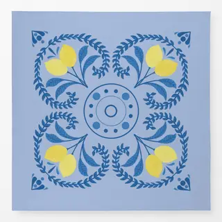 Tischdecke Zitronen Mittelmeer Blau