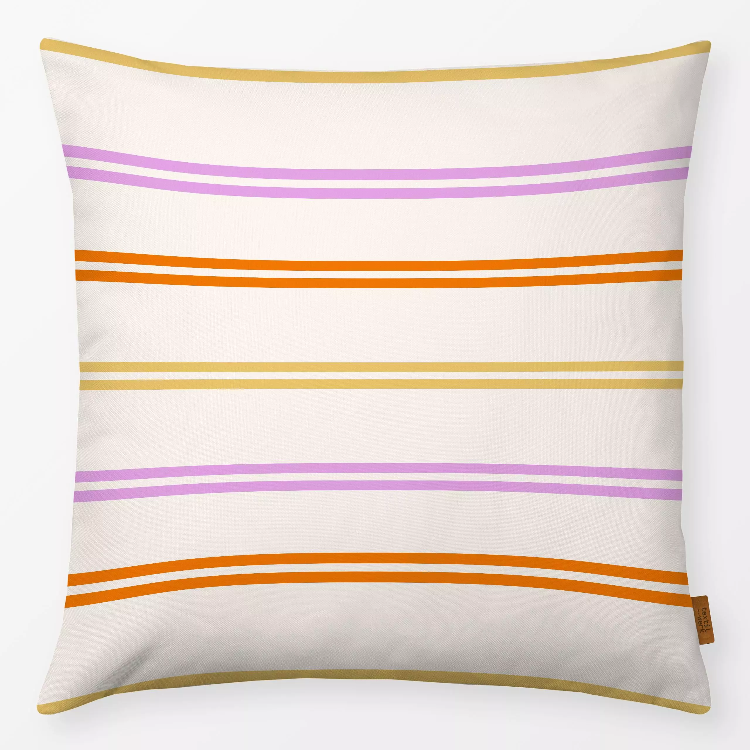 Kissen trio stripes - Symbole & Muster - von „Patries Elisabeth"; minimal, Orange, pink, gelb, Koralle, streifenliebe, somme...