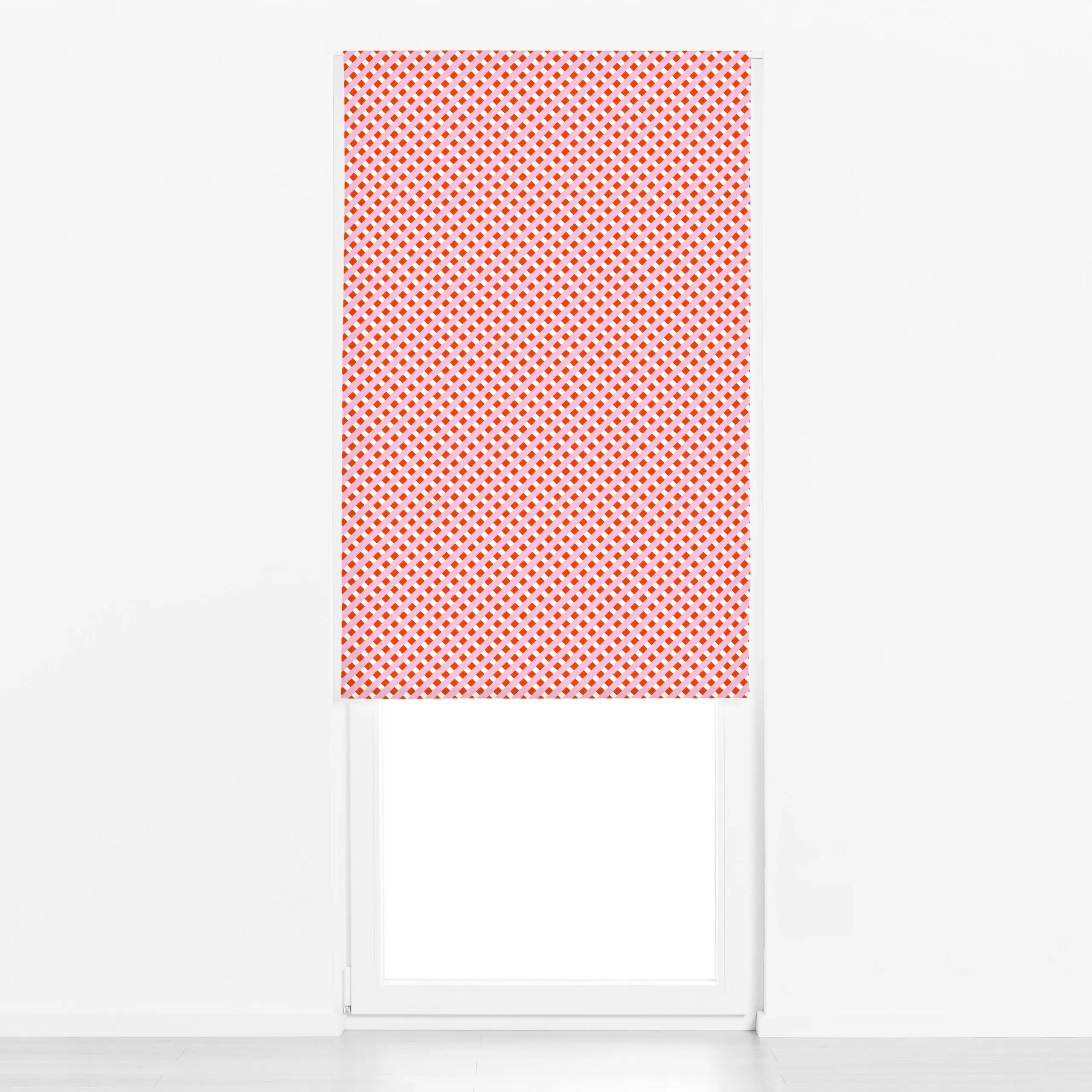 Raffrollo Diagonale Karo Rot Pink - Symbole & Muster - von „Sophie Augustin Illustration"; Muster, Streifen, Karo, Esszimmer...