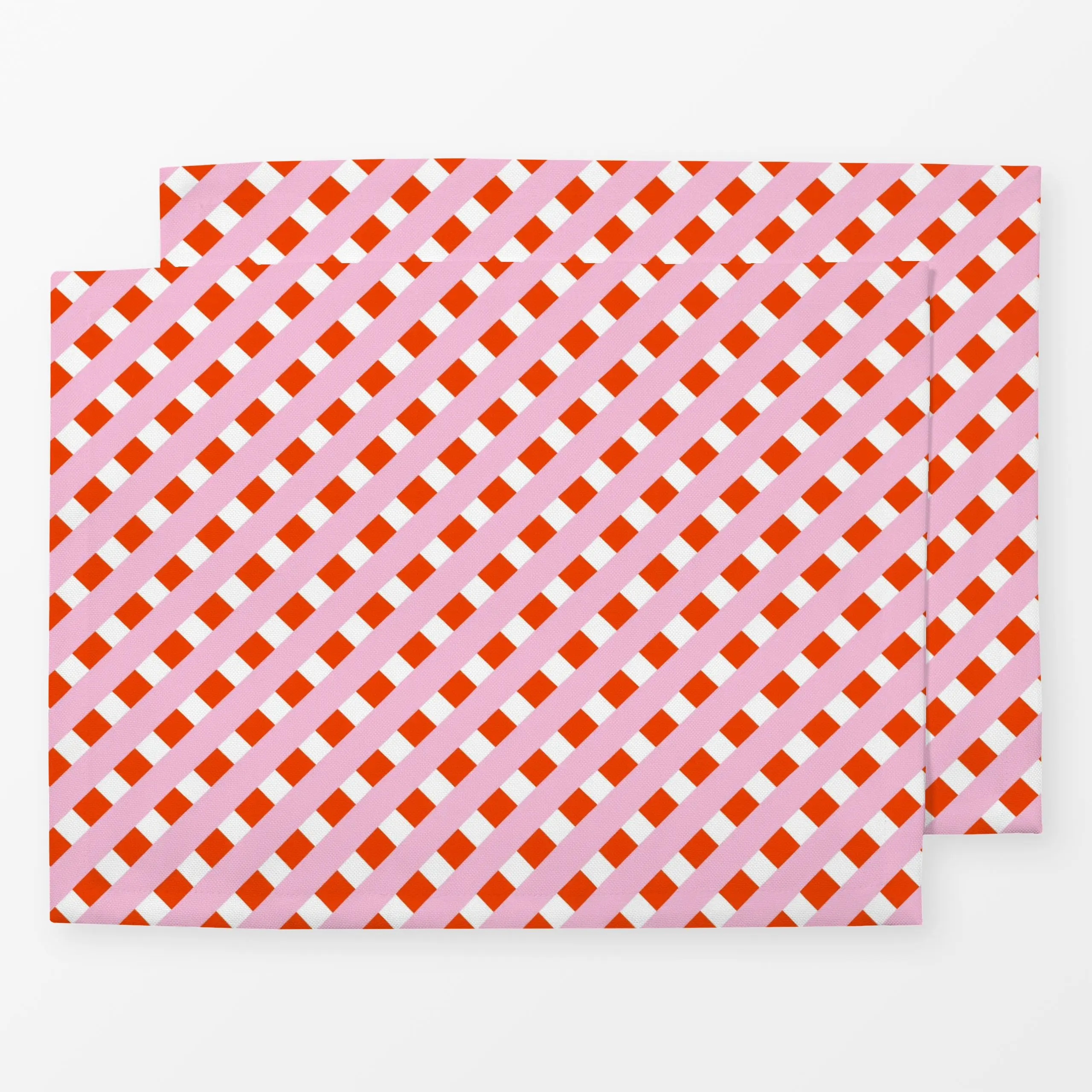 Tischset Diagonale Karo Rot Pink, gemustert, von Sophie Augustin Illustration