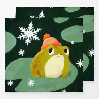 Servietten Snowflake Frog on Lilypad