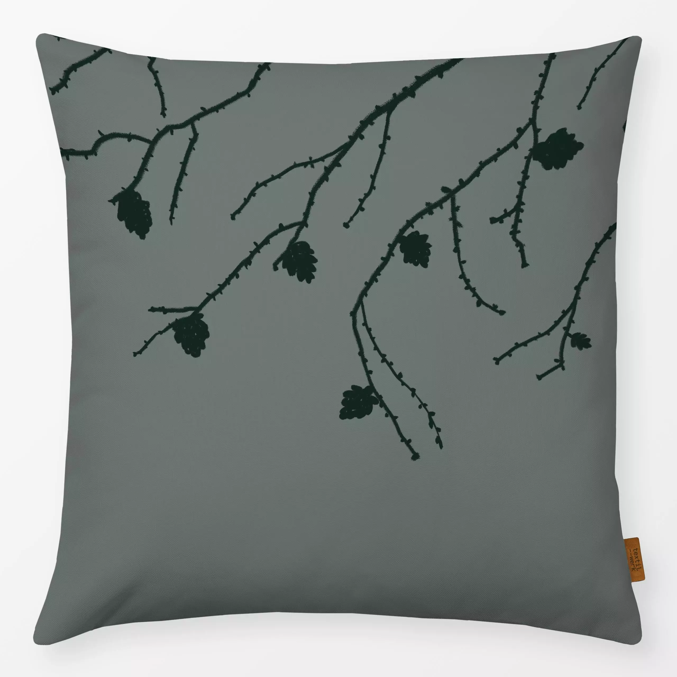 Kissen Grøn Lærk - Natur & Landschaft, Weihnachten - von „textilwerk x hejmelig"; Winter, weihnachtlich, gruen, hejmelig, we...