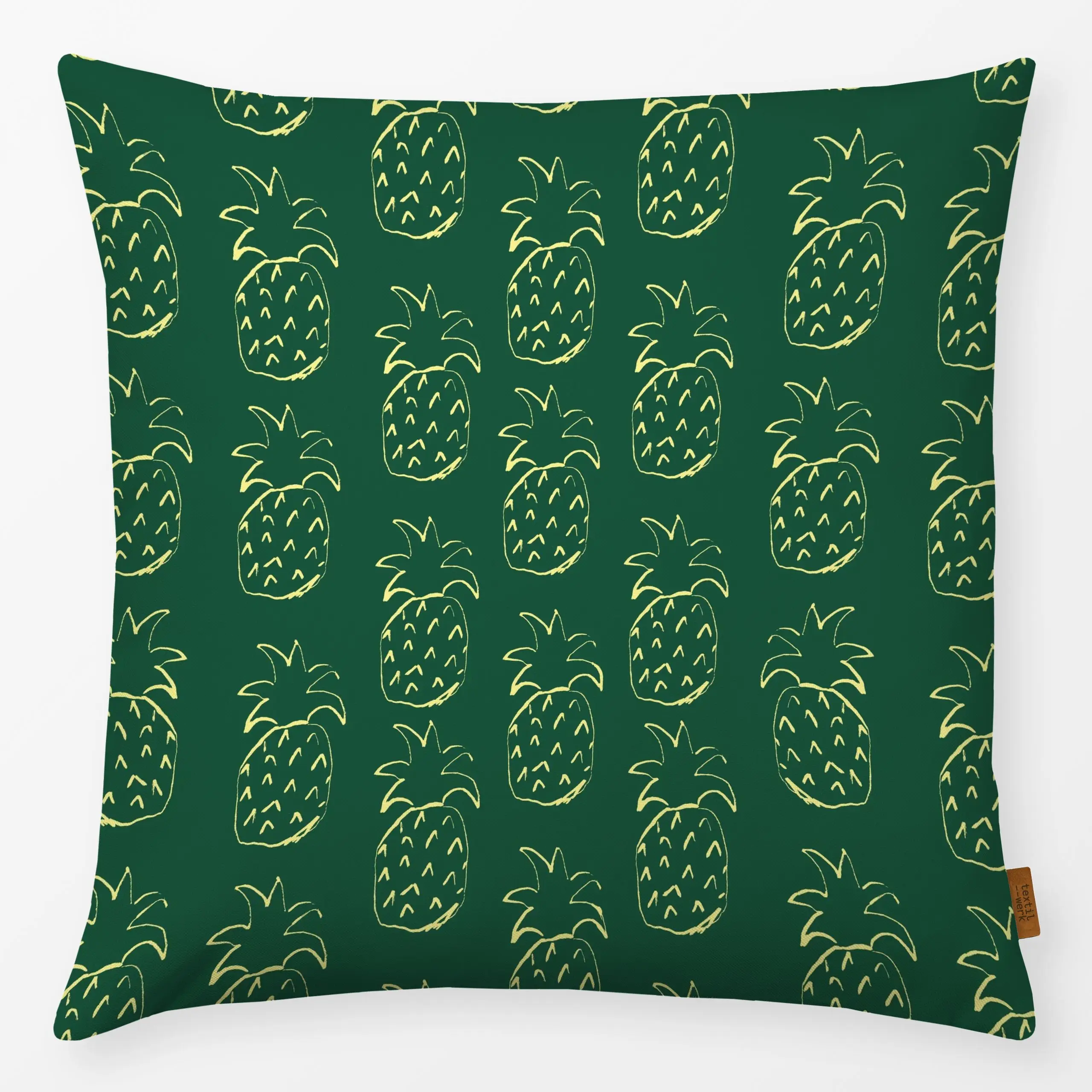 Kissen Playful Pineapple Pattern - Küche, Essen & Trinken, Früchte - von „By Anna Sienna"; Illustration, Ananas, Münster, Fr...
