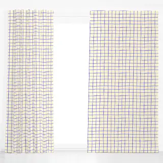 Dekovorhang Checkered blue line pattern