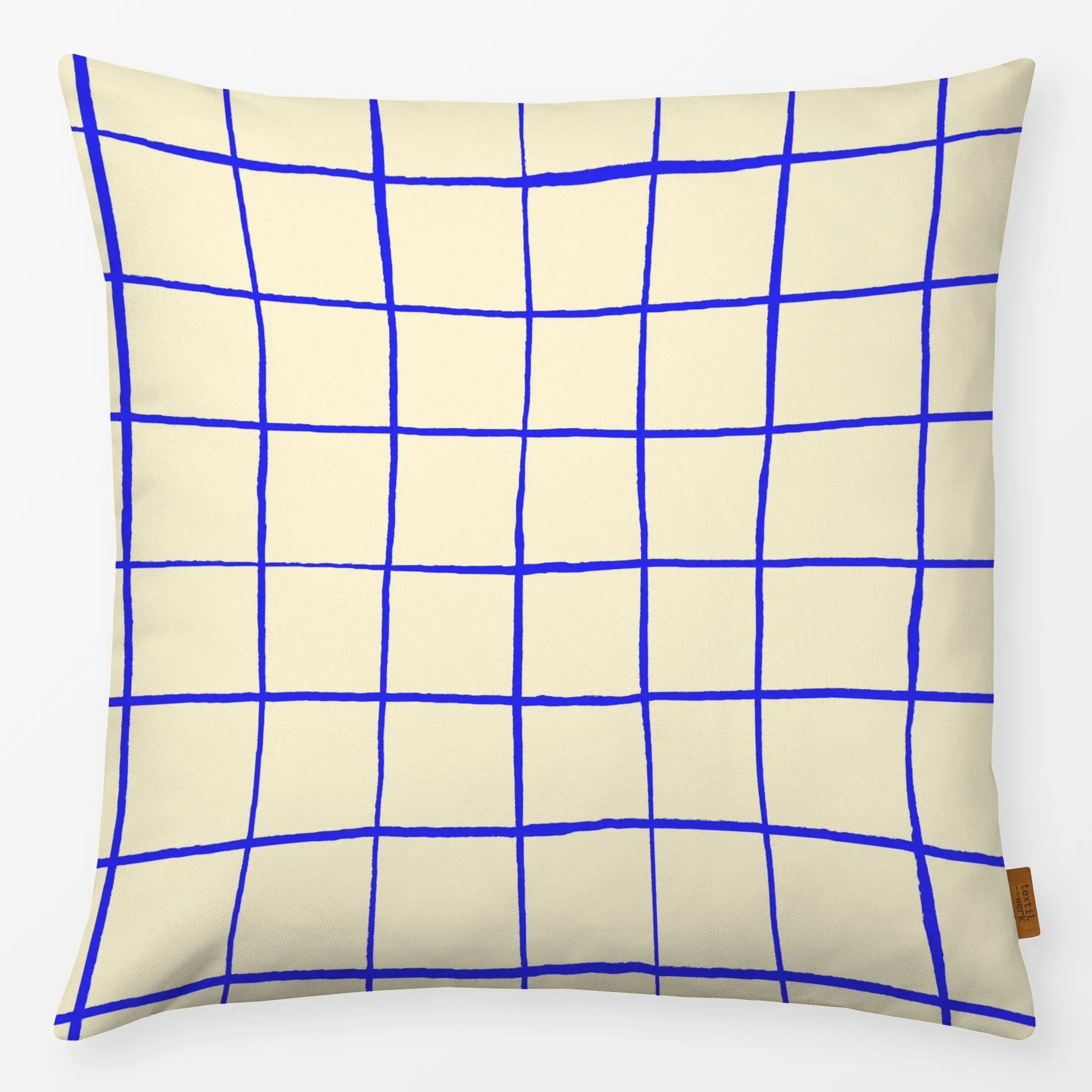 Kissen Checkered blue line pattern - Symbole & Muster - von „By Anna Sienna"; minimal, Münster, Minimalismus, quadrate, blau...