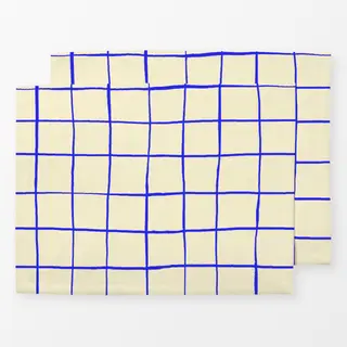 Tischset Checkered blue line pattern