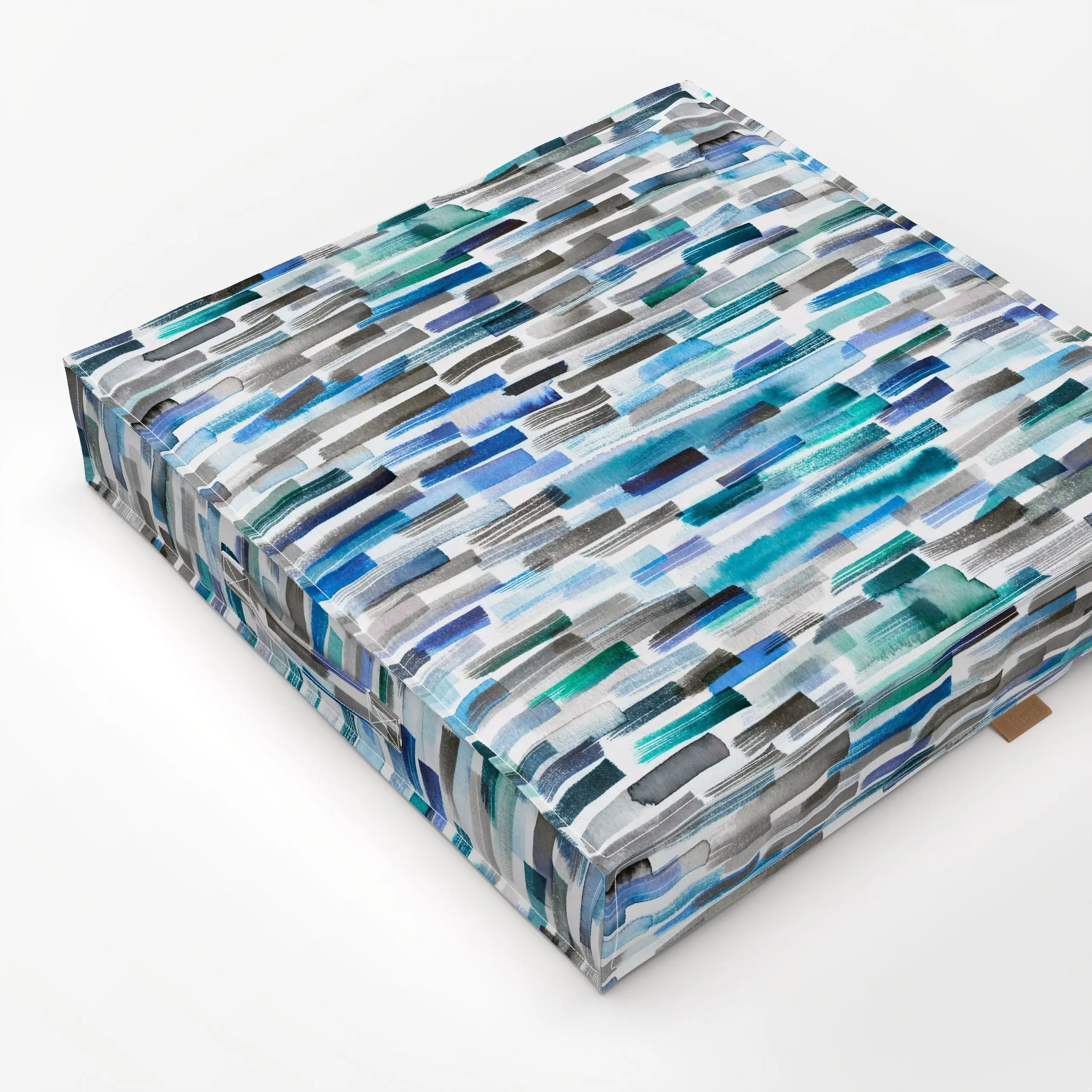 Bodenkissen Colorful Brushstrokes Aqua - Symbole & Muster - von „Ninola Design "; Aquarell, abstrakt, Pinselstrich, Farbverl...