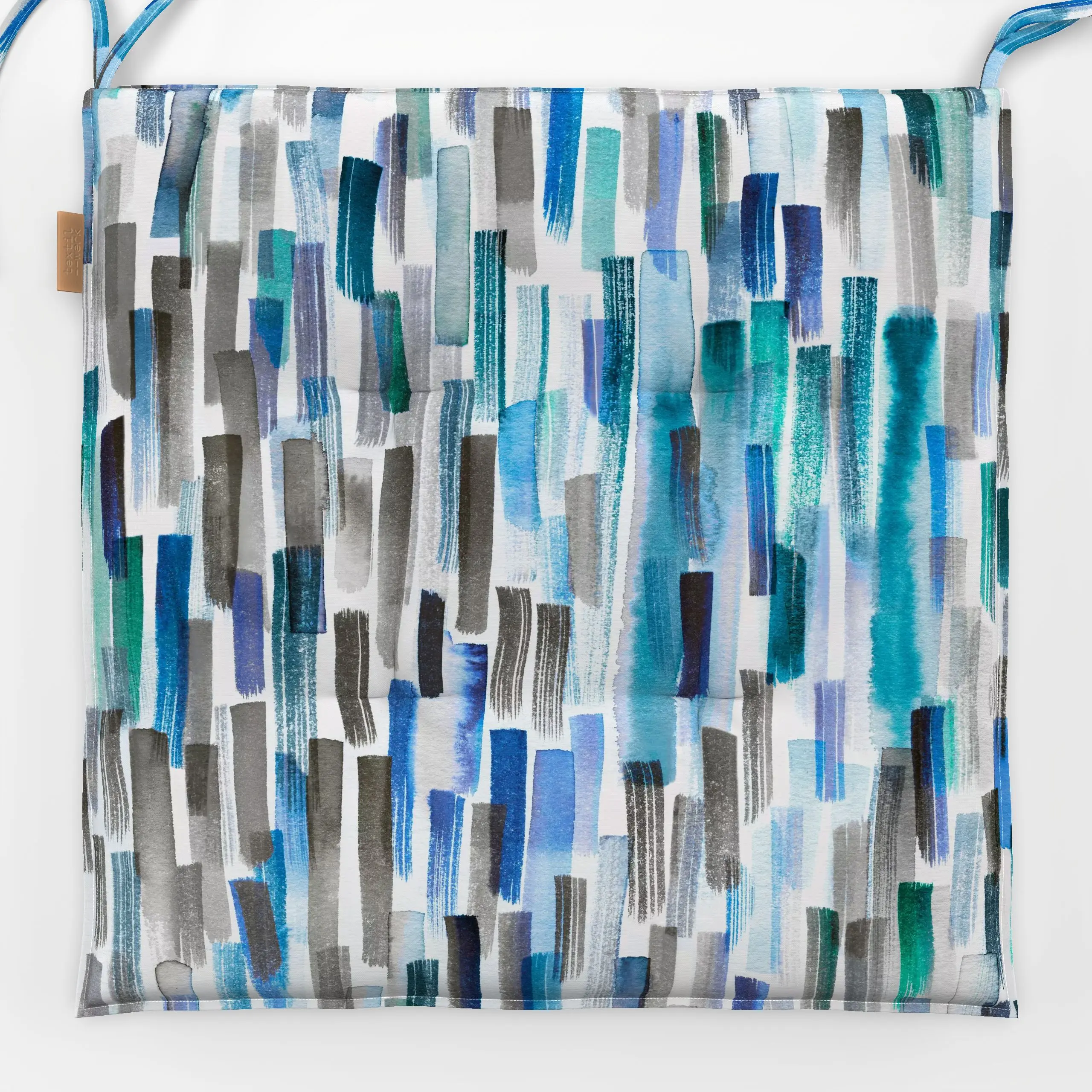 Sitzkissen Colorful Brushstrokes Aqua - Symbole & Muster - von „Ninola Design "; Aquarell, abstrakt, Pinselstrich, Farbverlä...