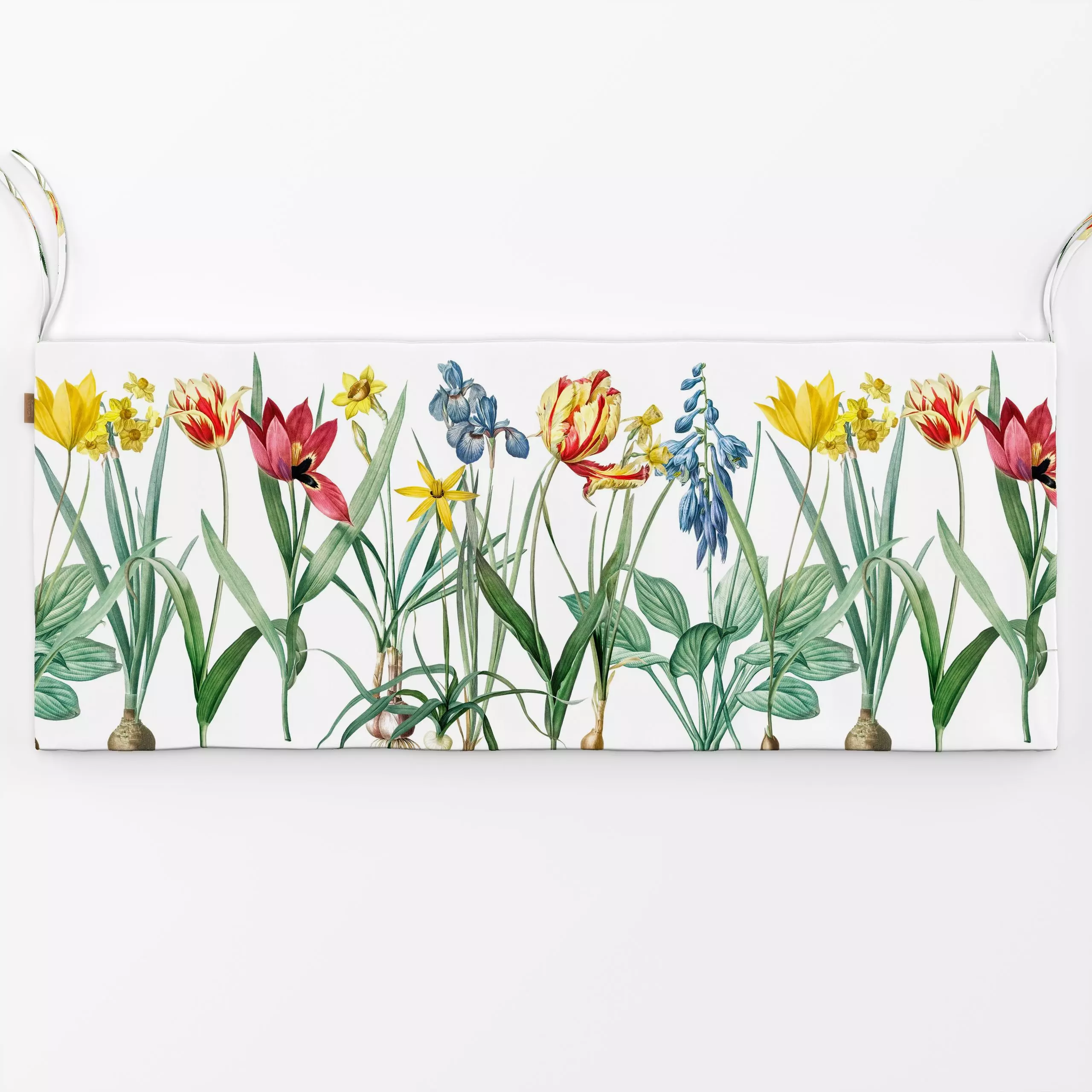 Bankauflage Bunte Tulpen Wiese - Blumen & Florales, Retro & Vintage - von „Uta Naumann"; Muster, Natur, Garten, Tulpen, flor...