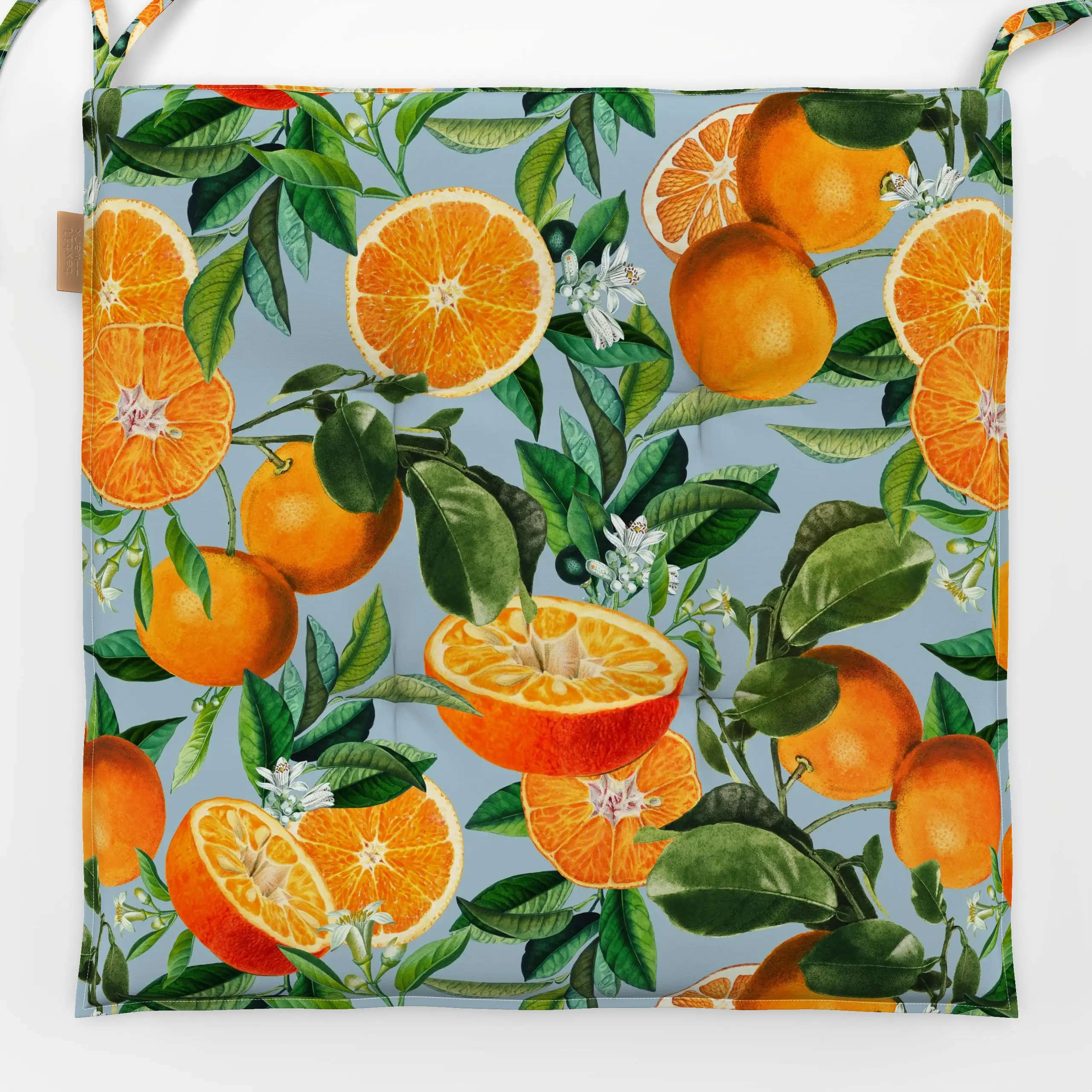 Sitzkissen Orangen Sommer blau - Sommer, Früchte - von „Uta Naumann"; Obst, Garten, Orange, Sommer, vintage, Sommerlich, som...