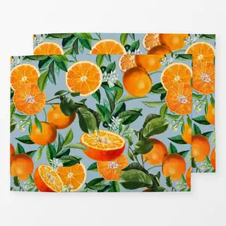 Tischset Orangen Sommer blau