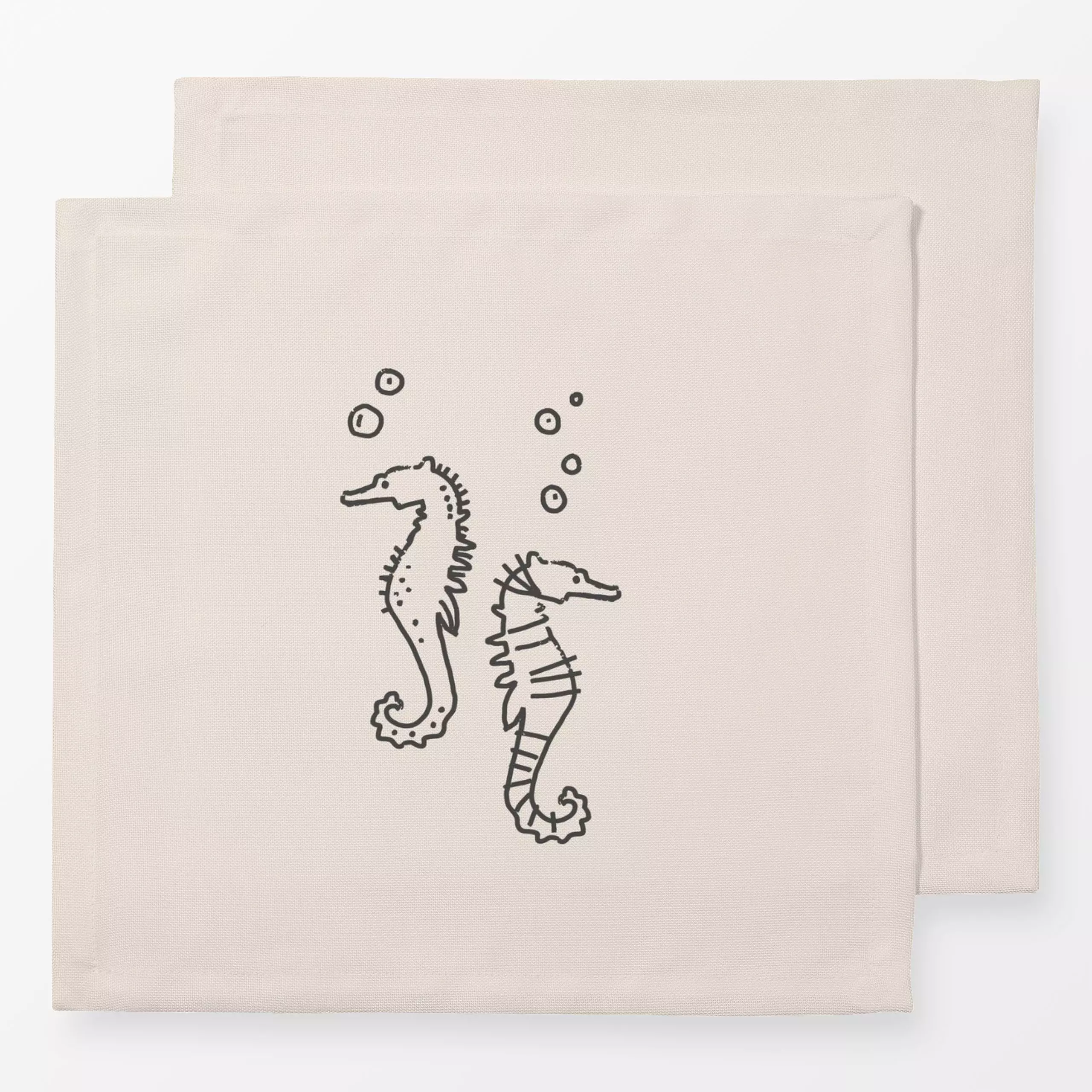Servietten Seepferd - Natur & Landschaft, Tiere - von „Kruth Design"; Sommerblumen, Sonnenaufgang, Strand, Seepferdchen, Som...