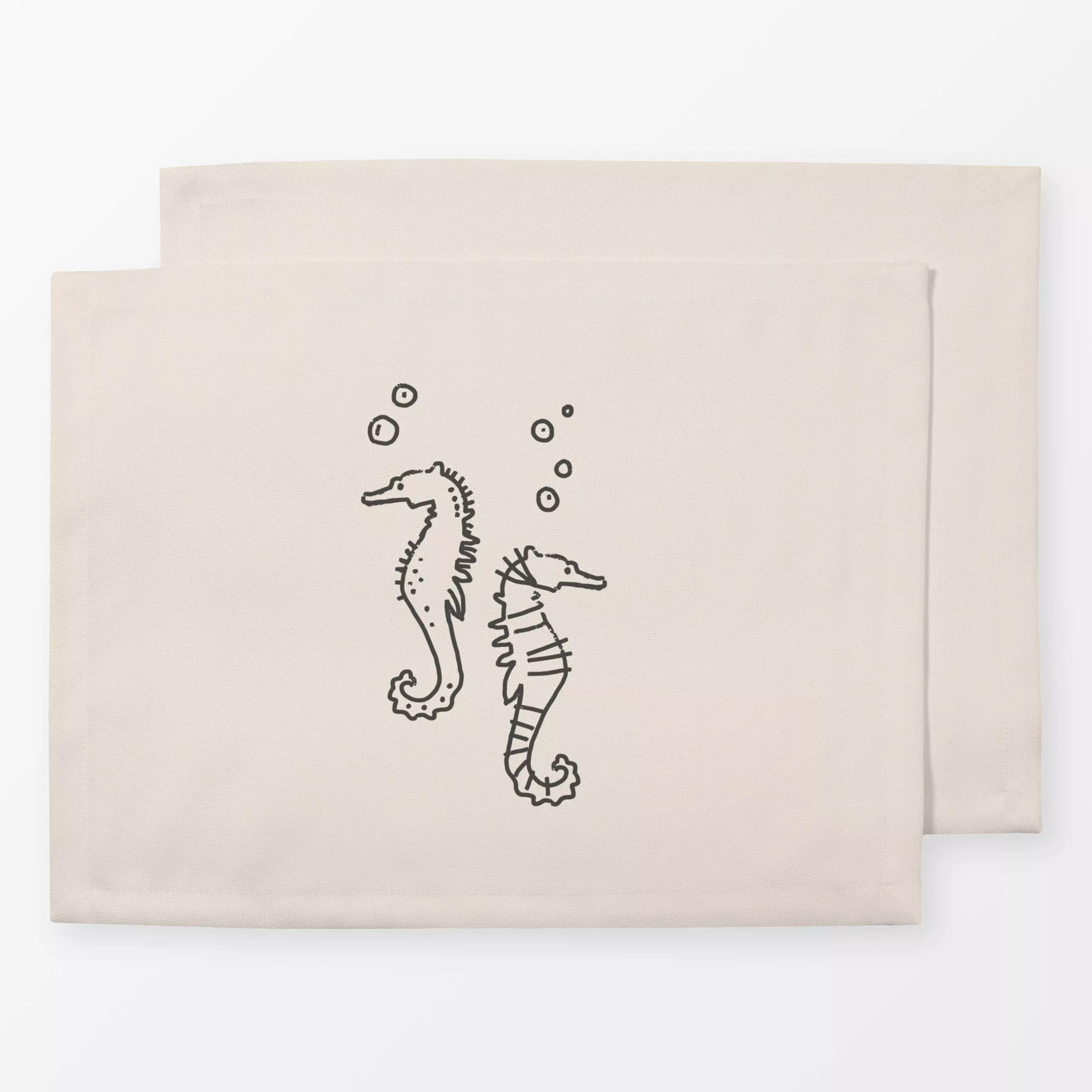 Tischset Seepferd - Natur & Landschaft, Tiere - von „Kruth Design"; Sommerblumen, Sonnenaufgang, Strand, Seepferdchen, Somme...