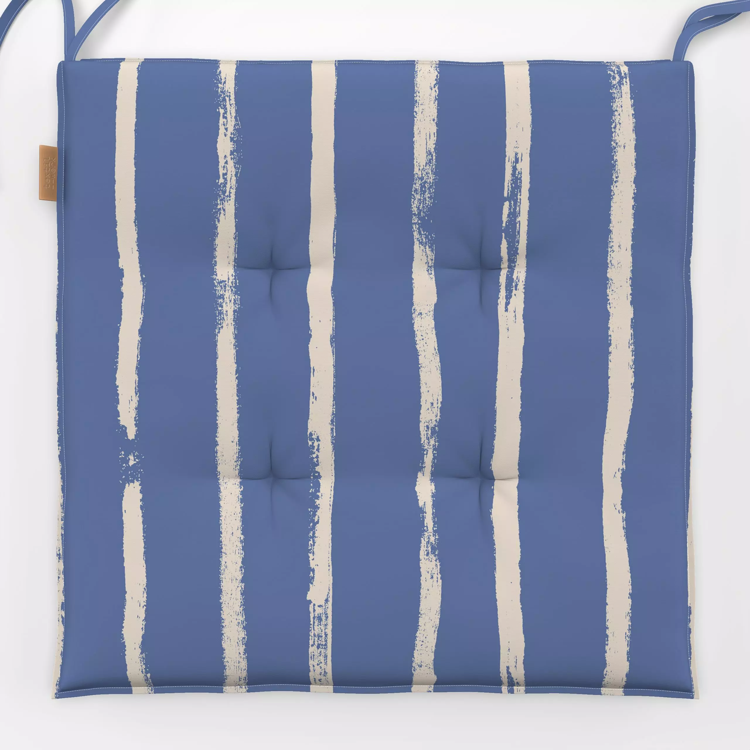 Sitzkissen Rayas agua y playa - Symbole & Muster - von „Julia Schumacher"; minimal, Streifen, Sommerblumen, Meer, blau, outd...