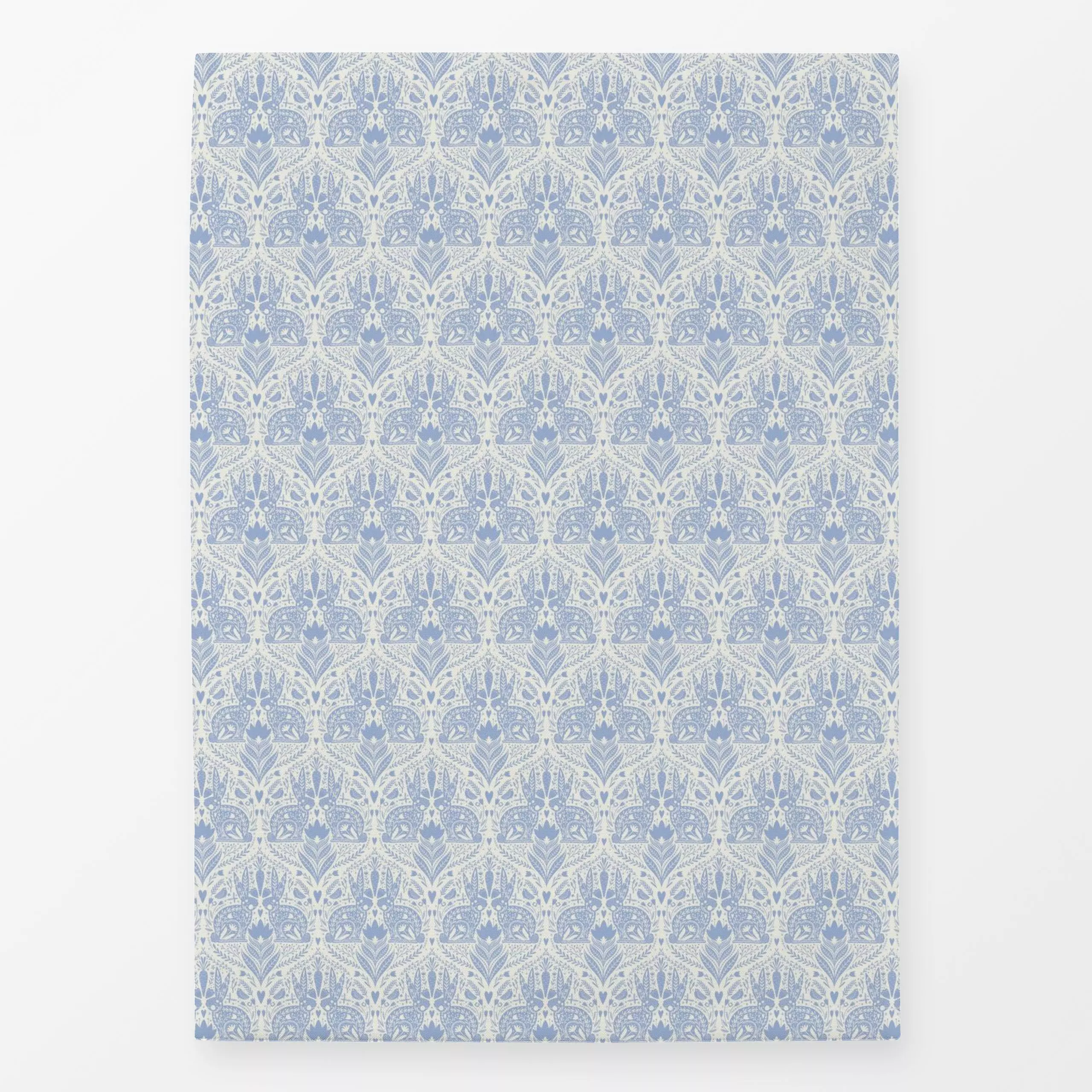 Geschirrtücher Folk Easter Bunny Tonal Blau - Frühling, Tiere, Pflanzen & Botanik, Ostern - von „DEINKI"; Blumen, Vogel, Her...