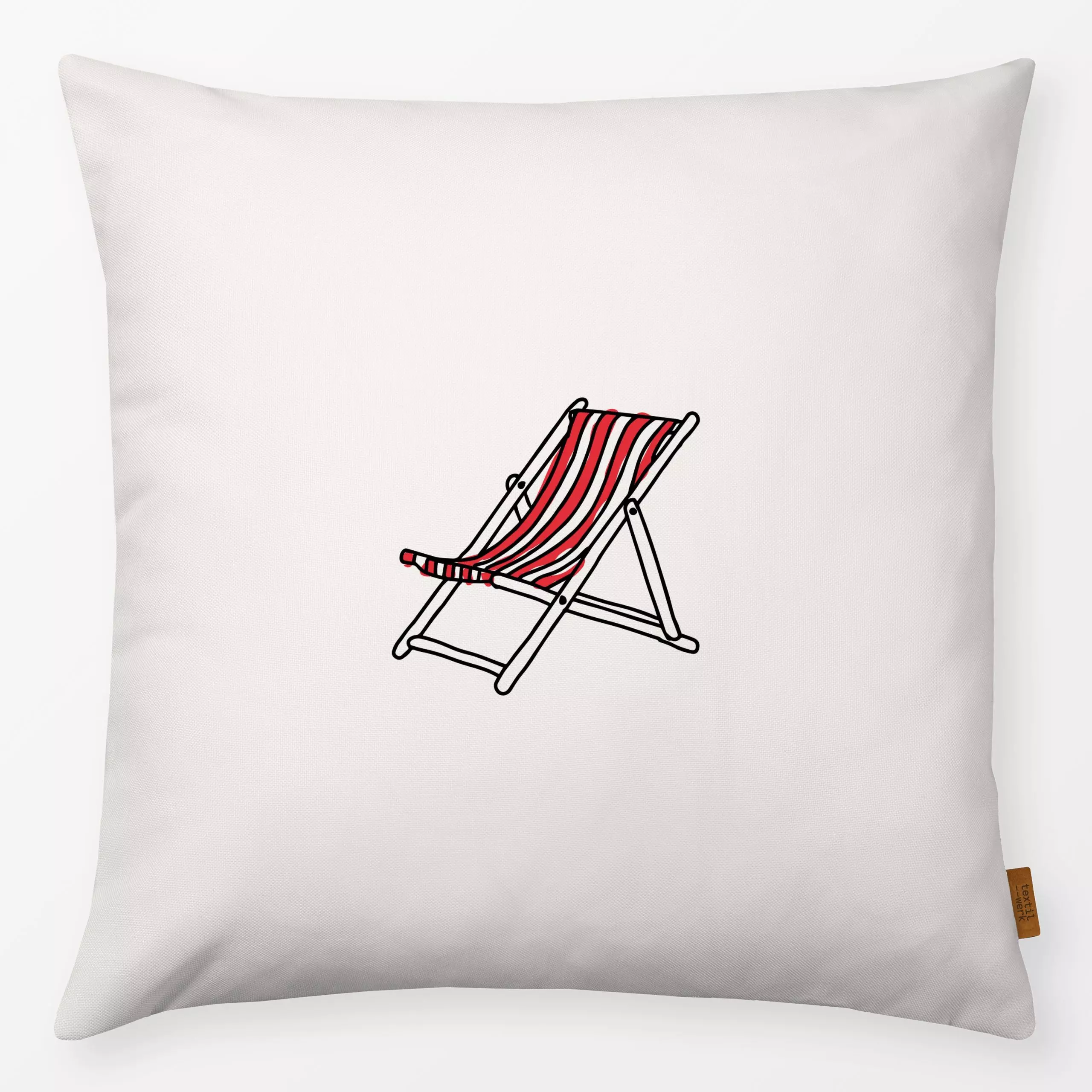 Kissen Liegestuhl Rot - Sommer - von „textilwerk"; Illustration, modern, Sommer, summer, minimalistisch, schlicht, handzeich...